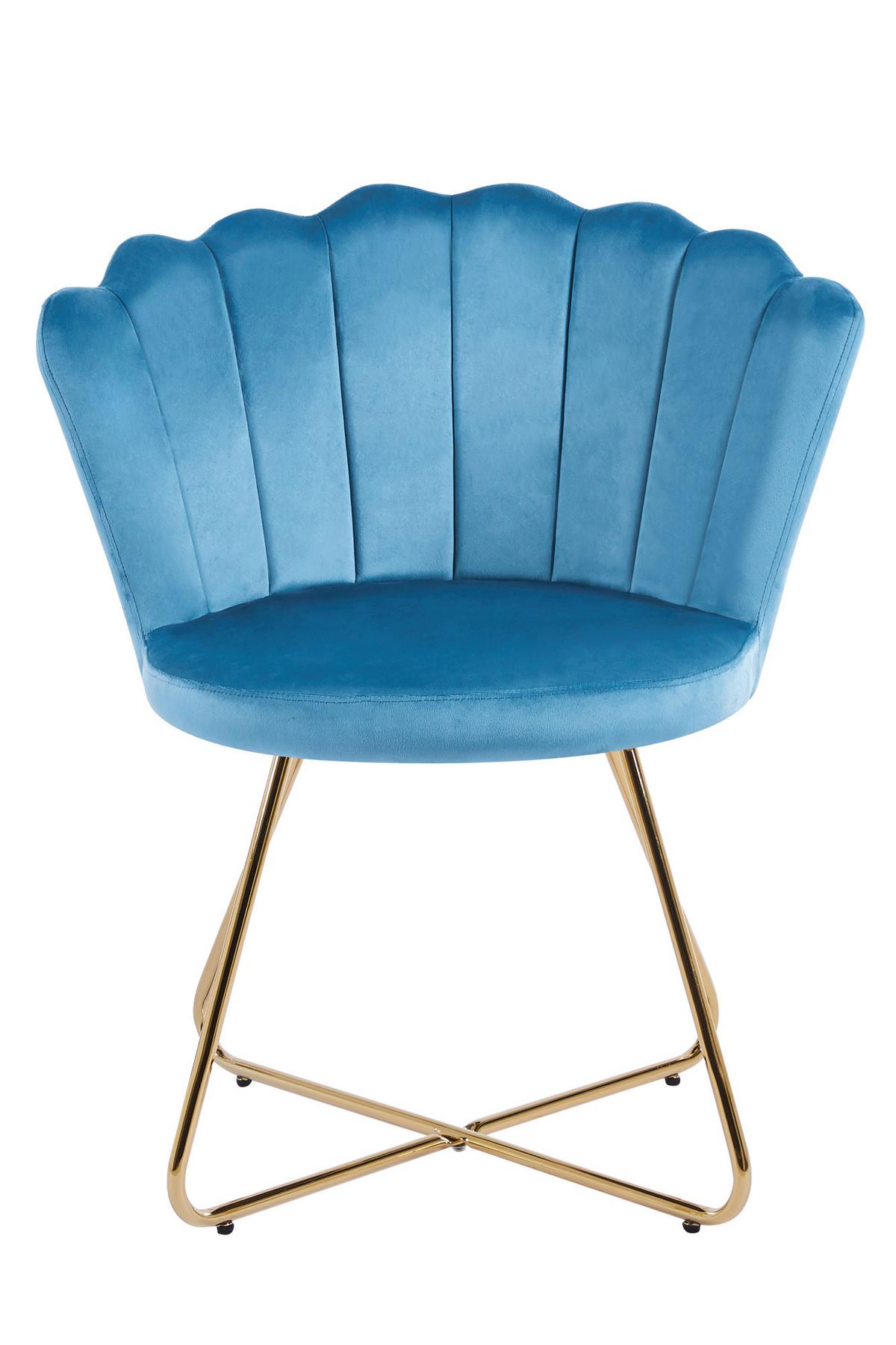 Set Stolov Samt, Modra, 2-Delni - zlate barve/modra, Moderno, kovina/tekstil (69,5/85/66cm) - Livetastic