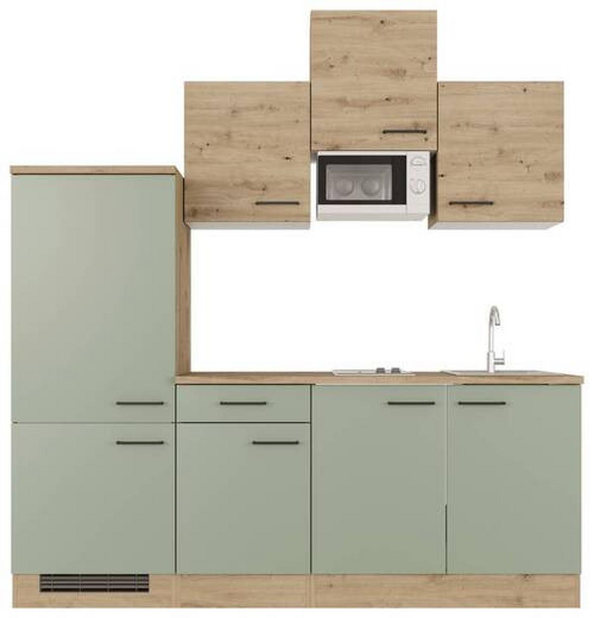 Kuhinjski Blok Cara, Zelena, Hrast - črna/zelena, Moderno, kovina/leseni material (210cm) - FlexWell