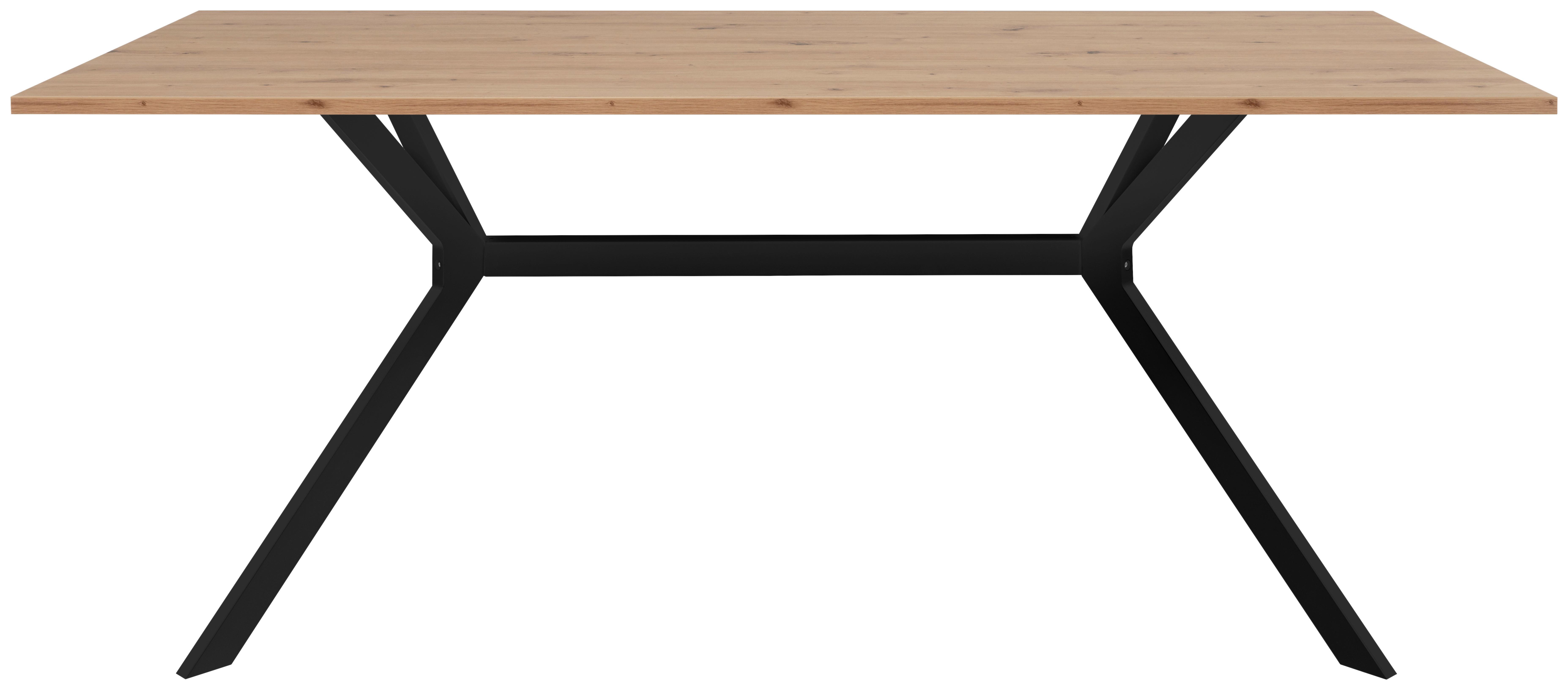 Jedilna Miza Onex, Barva Hrasta, 180x90 Cm - črna/hrast artisan, Basics, kovina/leseni material (180/90/75cm) - MID.YOU