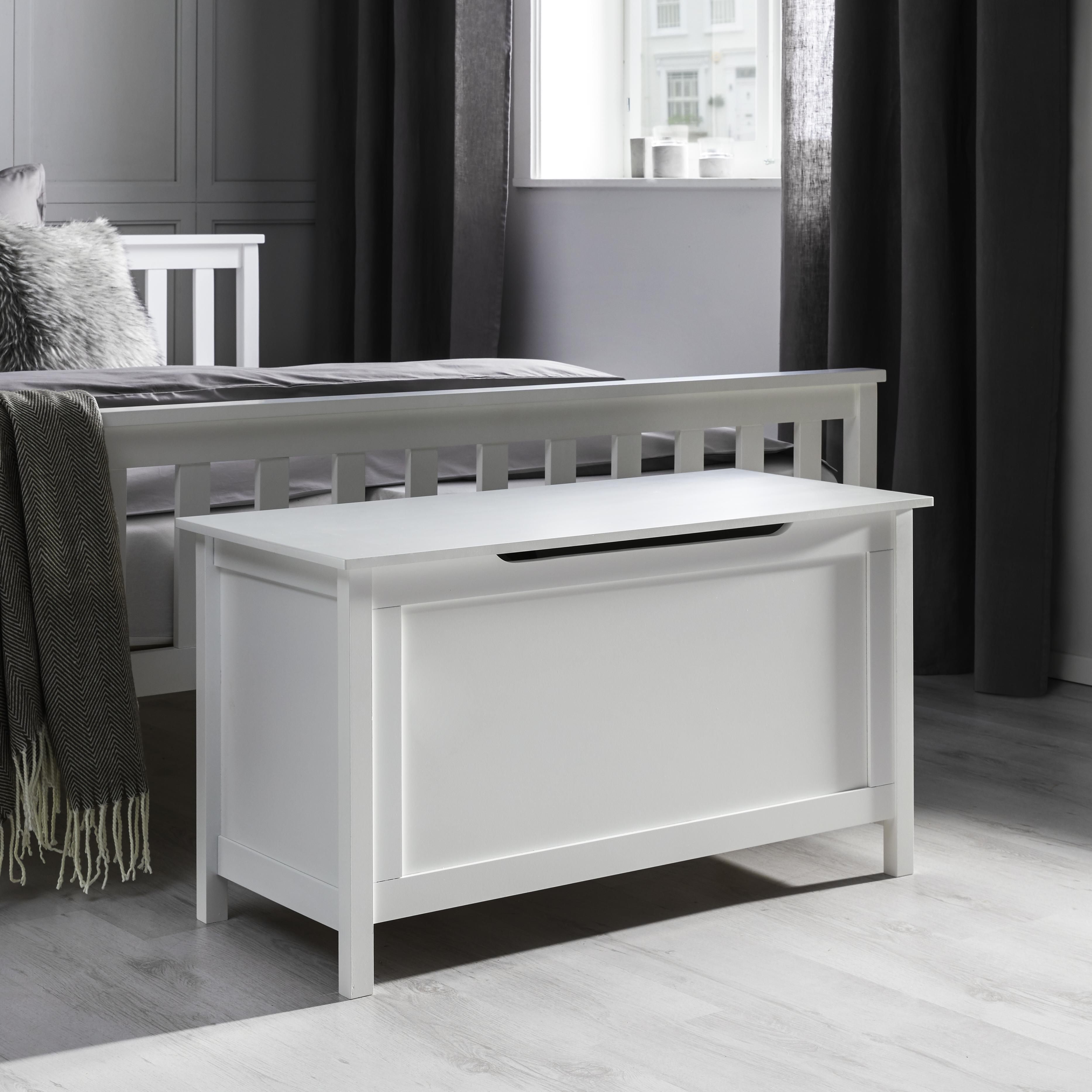 TRUHE in Weiß 'Leandro' - Weiß, MODERN, Holz (90/50/40cm) - Bessagi Home