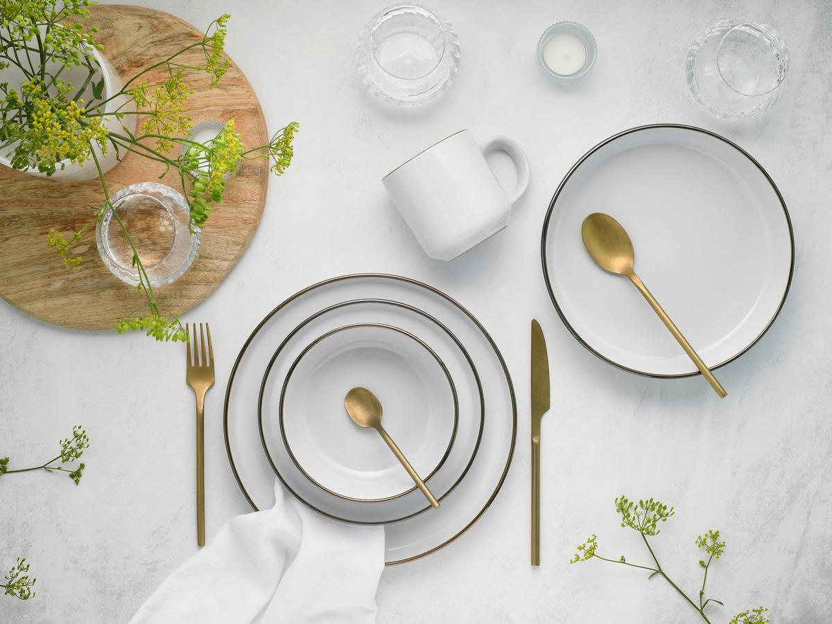 Servis Nordic Festive 10/1 - bijela/zlatne boje, Basics, keramika - Creatable