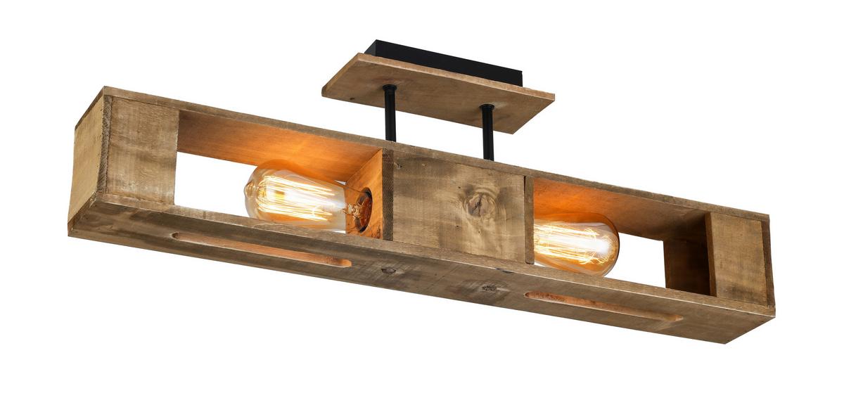 Deckenleuchte Emira in Naturfarben max. 15 Watt - Schwarz/Naturfarben, Lifestyle, Holz/Metall (66/8,5/21,5cm) - Premium Living