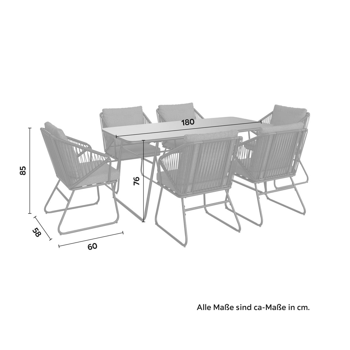 Set grădină Mathi - gri închis/negru, Modern, plastic/sticlă (85/76/180cm) - Mömax