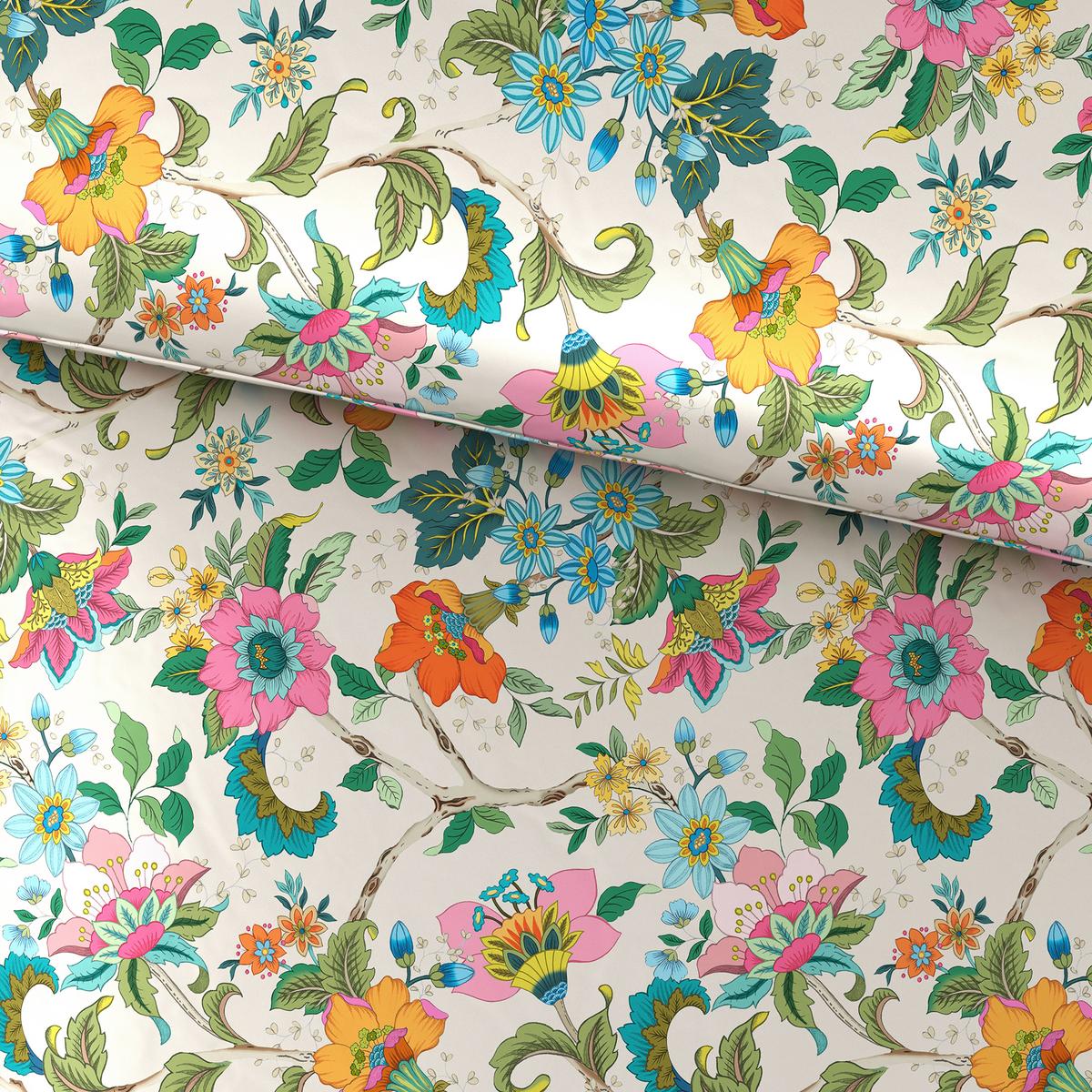 Bettwäscheset KAMIA ALLOVER XXL - Türkis/Rosa, Romantik / Landhaus, Textil (200/210cm) - Mömax