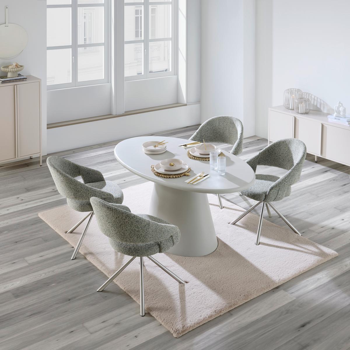 Drehstuhl Perama Edelstahlfarben/Pastellgrün - Edelstahlfarben/Pastellgrün, MODERN, Textil/Metall (61/83/61cm) - Mömax