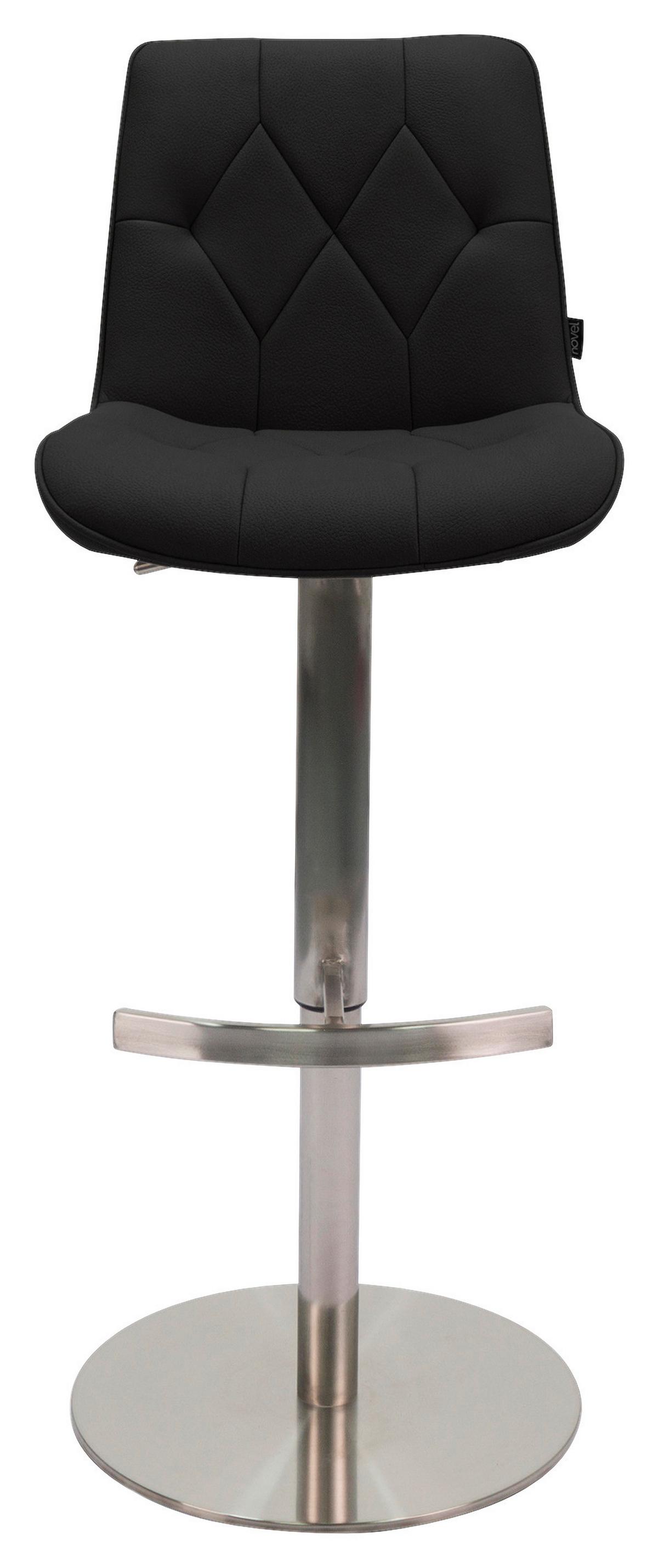 STOŁEK BAROWY HENRY - kolor stalowy/czarny, Design, metal/tkanina (44/110/54,5cm) - Novel