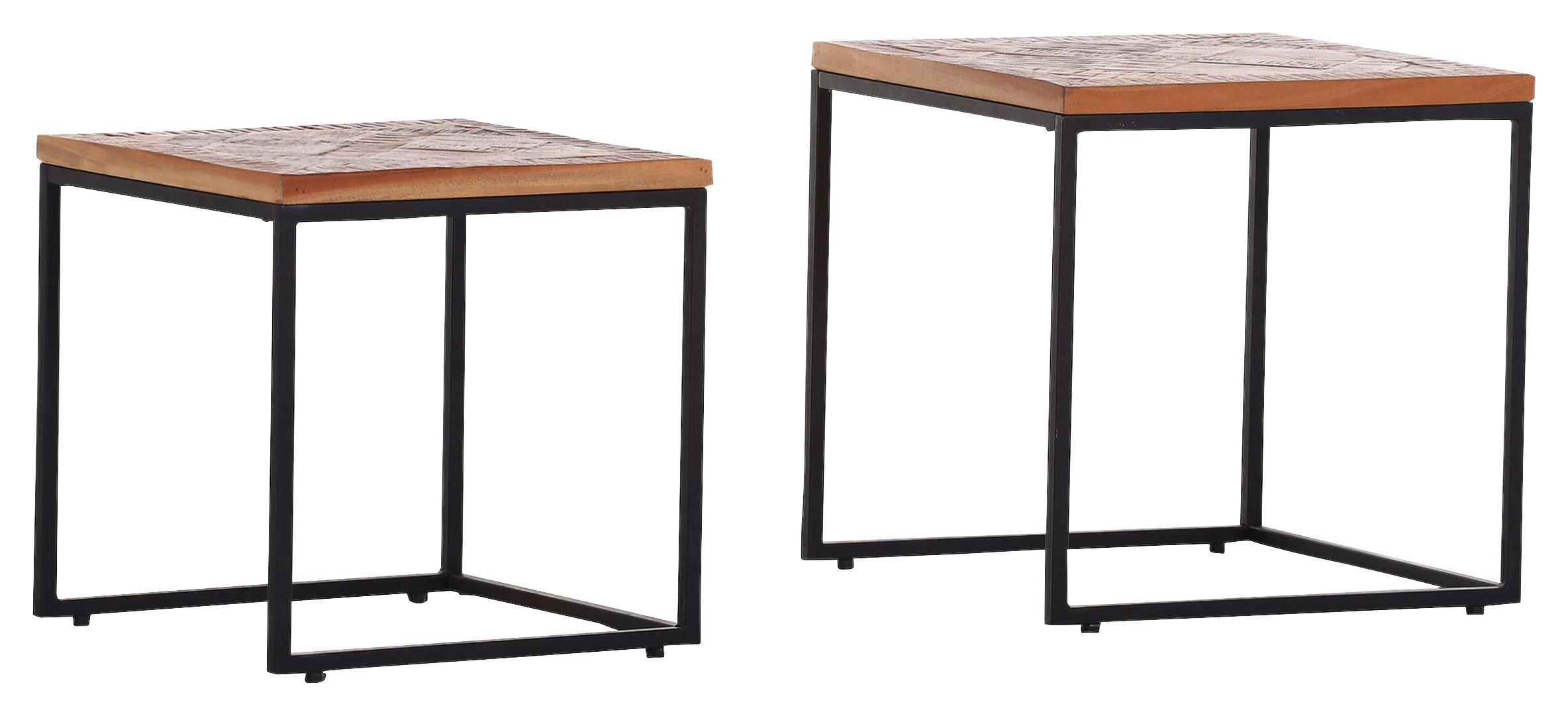 ZESTAW STOLIKÓW BOCZNYCH SIESTA - czarny/brązowy, Trend, metal/drewno (45/45/45cm) - Livetastic