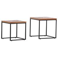 ZESTAW STOLIKÓW BOCZNYCH SIESTA - czarny/brązowy, Trend, metal/drewno (45/45/45cm) - Livetastic