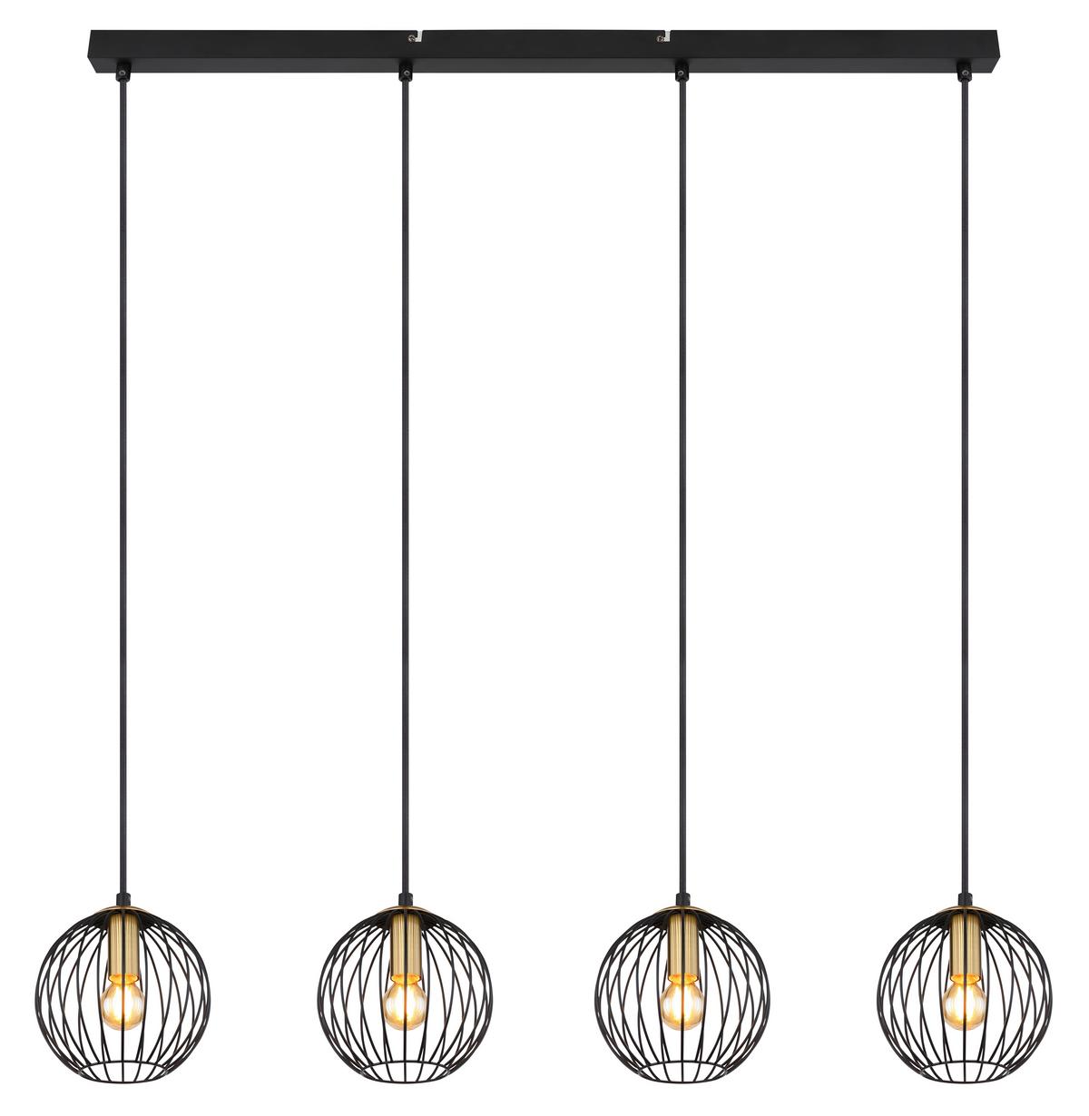 Viseča Svetilka 15589-4h - črna/barve medenine, Basics, kovina (100/16/150cm) - Globo