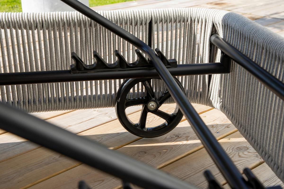 SONNENLIEGE VIRYA - Schwarz/Grau, KONVENTIONELL, Textil/Metall (75/32/205cm) - Gardenson