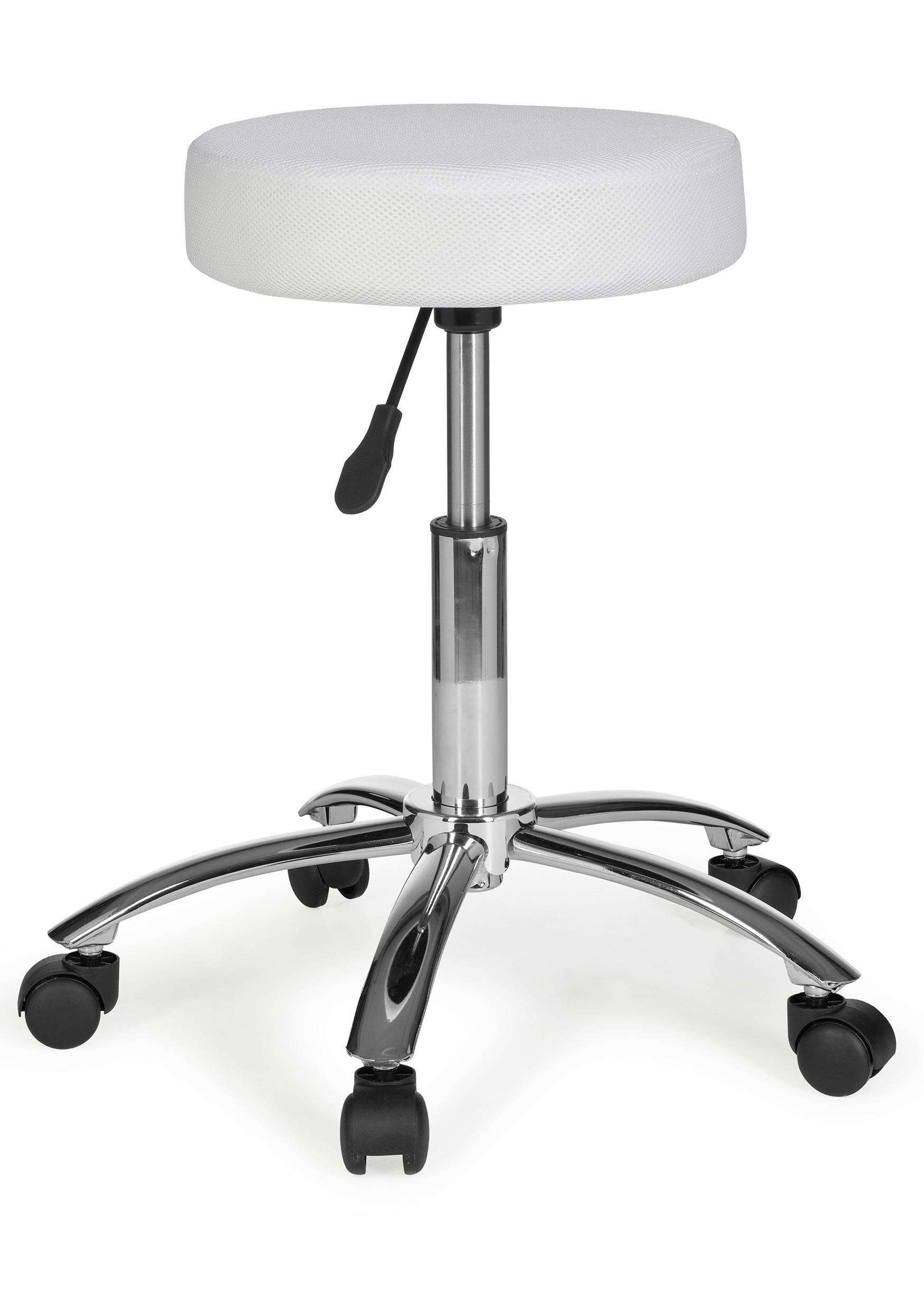 Vrtljivi Stolček Leon - bela/barve aluminija, Konvencionalno, tekstil (55/60/55cm) - MID.YOU