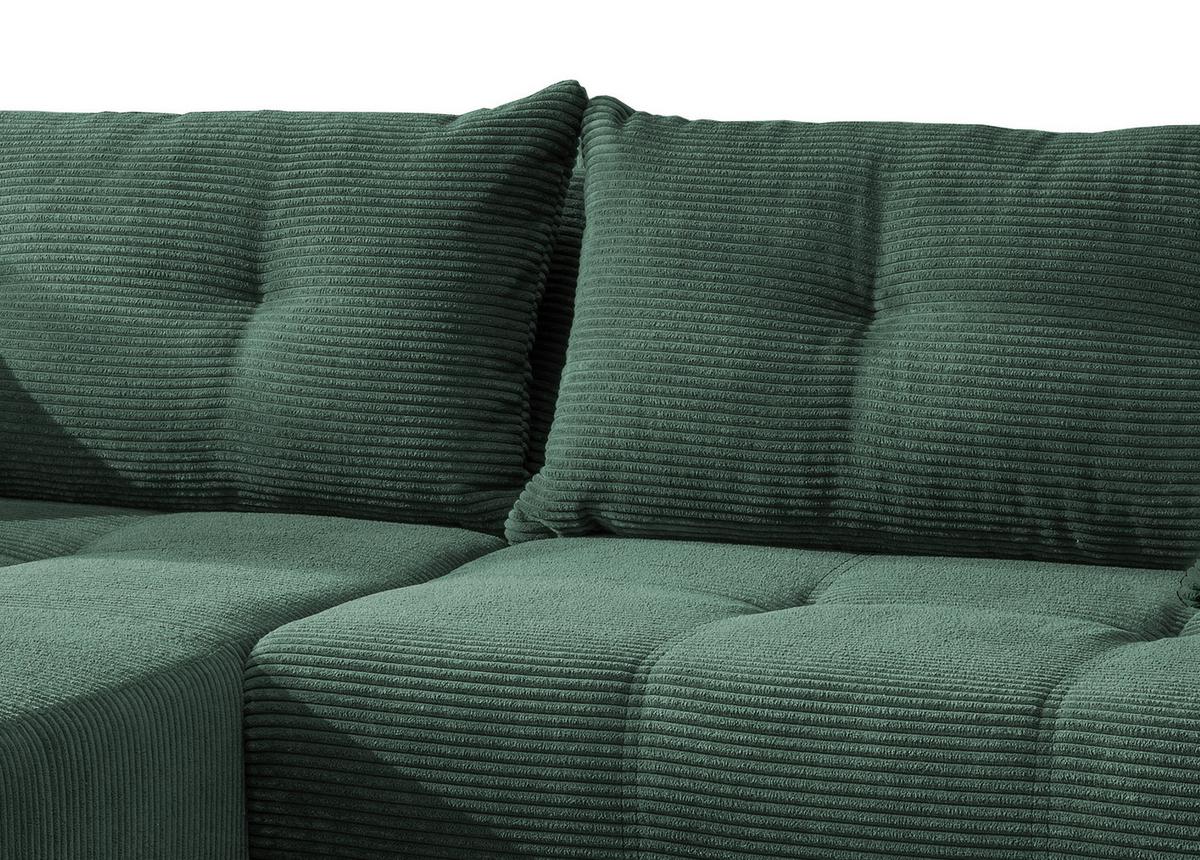Wohnlandschaft Restato Dunkelgrün Cord - Dunkelgrün/Schwarz, MODERN, Holz/Textil (177/246cm) - MID.YOU