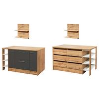 Kuhinjski Otok Hilde, Siva, Barva Hrasta - siva/barve aluminija, Design, kovina/leseni material (150/90/90cm) - Respekta