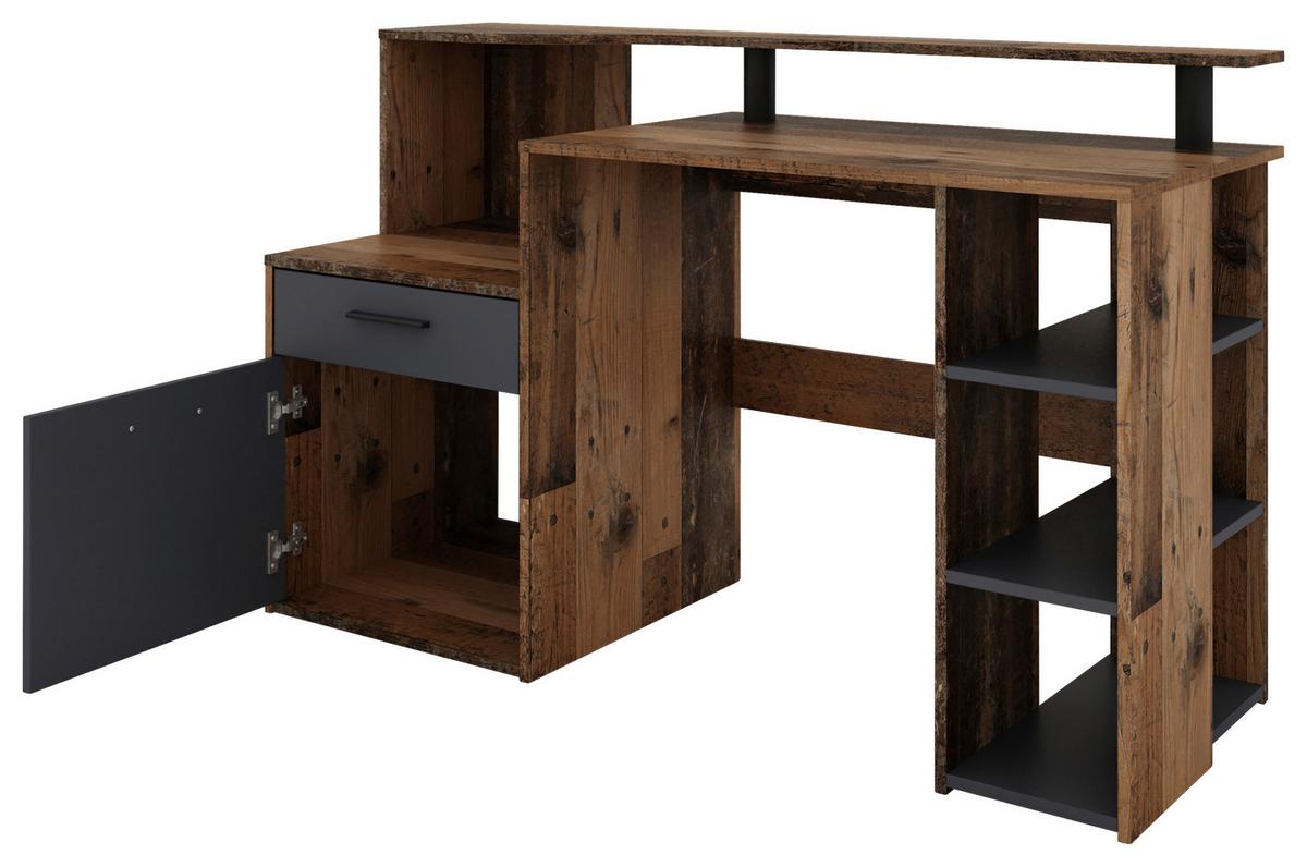 SCHREIBTISCH LOUIS - Alteiche/Anthrazit, MODERN, Holzwerkstoff/Kunststoff (140/55/89cm) - MID.YOU