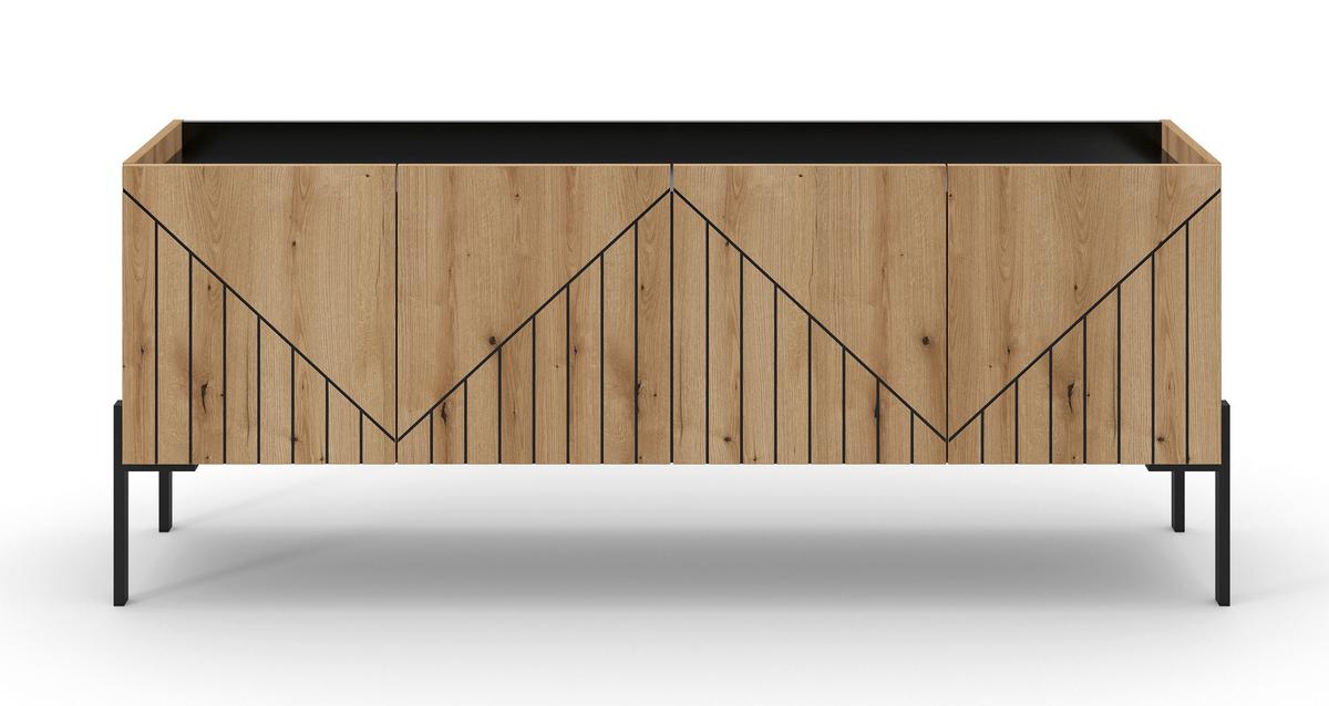 Nizka Omarica Neo, Barva Hrasta, Črna - črna/temni hrast, Design, kovina/leseni material (155/62/40cm) - Livetastic