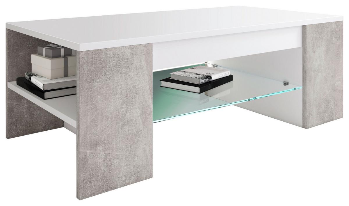 Klubska Miza Tunas, Bela, Beton - siva, Moderno, leseni material (100/50/35cm) - MID.YOU