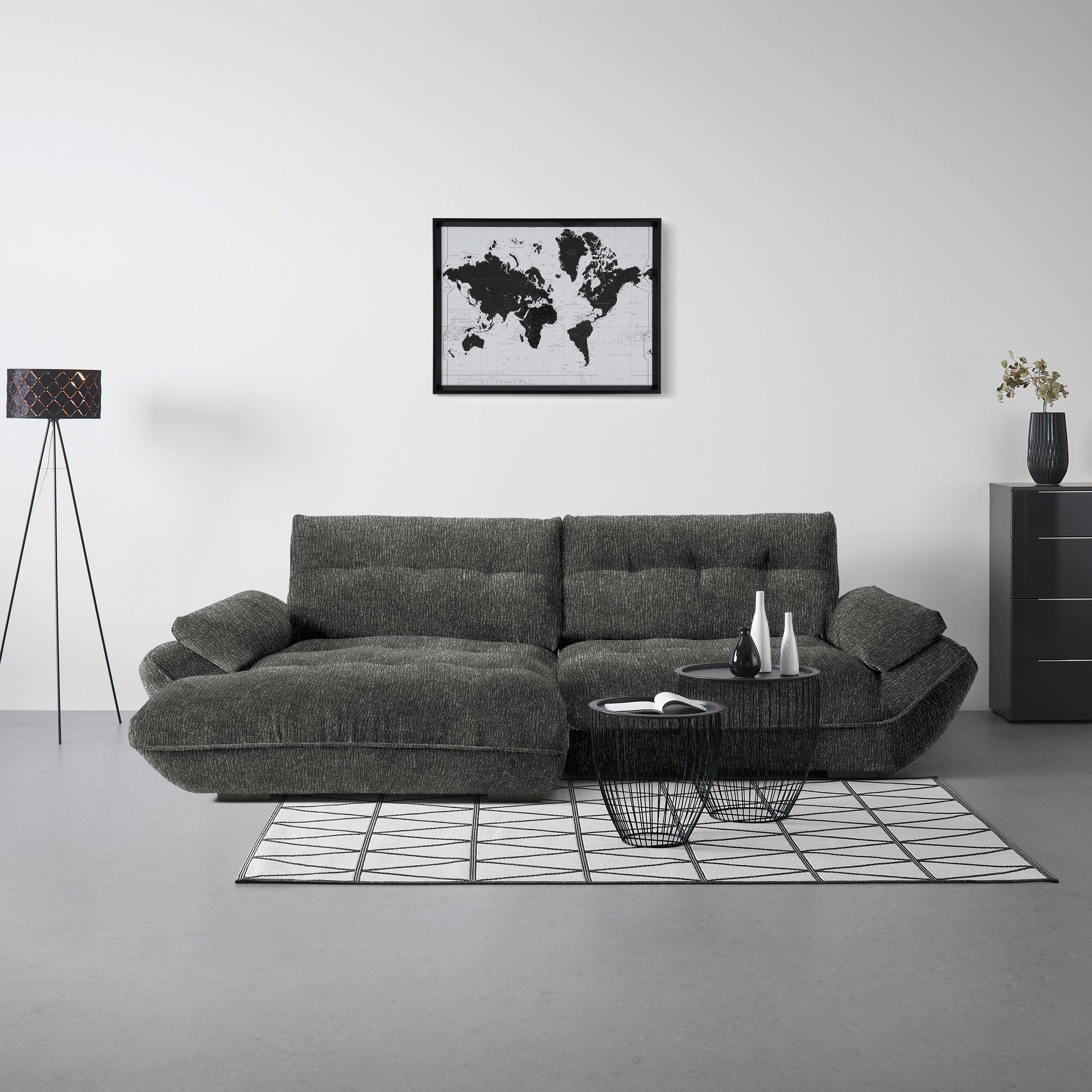 Wohnlandschaft Vivo Anthrazit - Anthrazit/Schwarz, MODERN, Kunststoff/Textil (179/63/317cm) - Premium Living