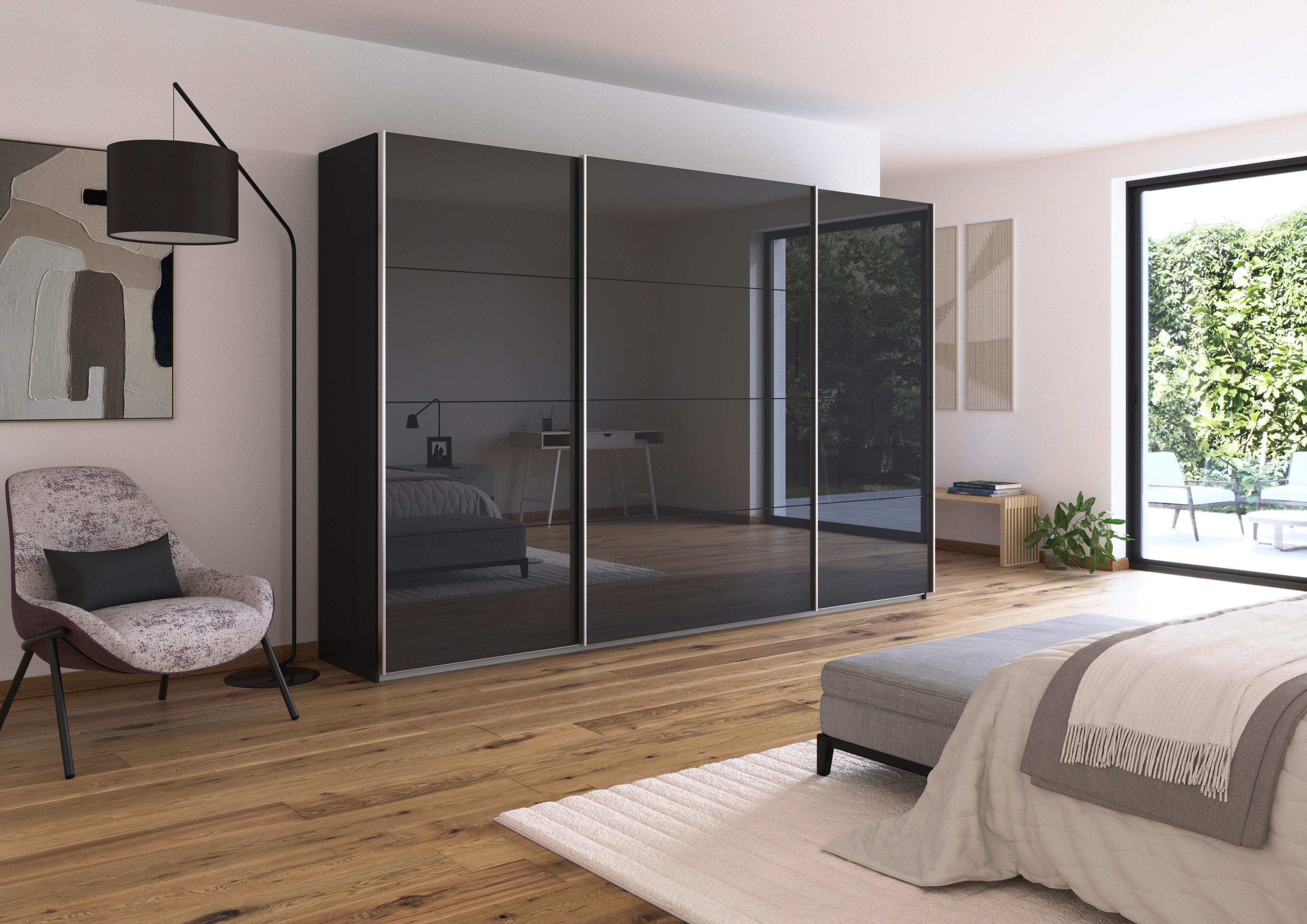 DULAP USI CULISANTE FELDKIRCH - antracit/antracit lucios intens, Modern, sticlă/material pe bază de lemn (315/210/62cm)