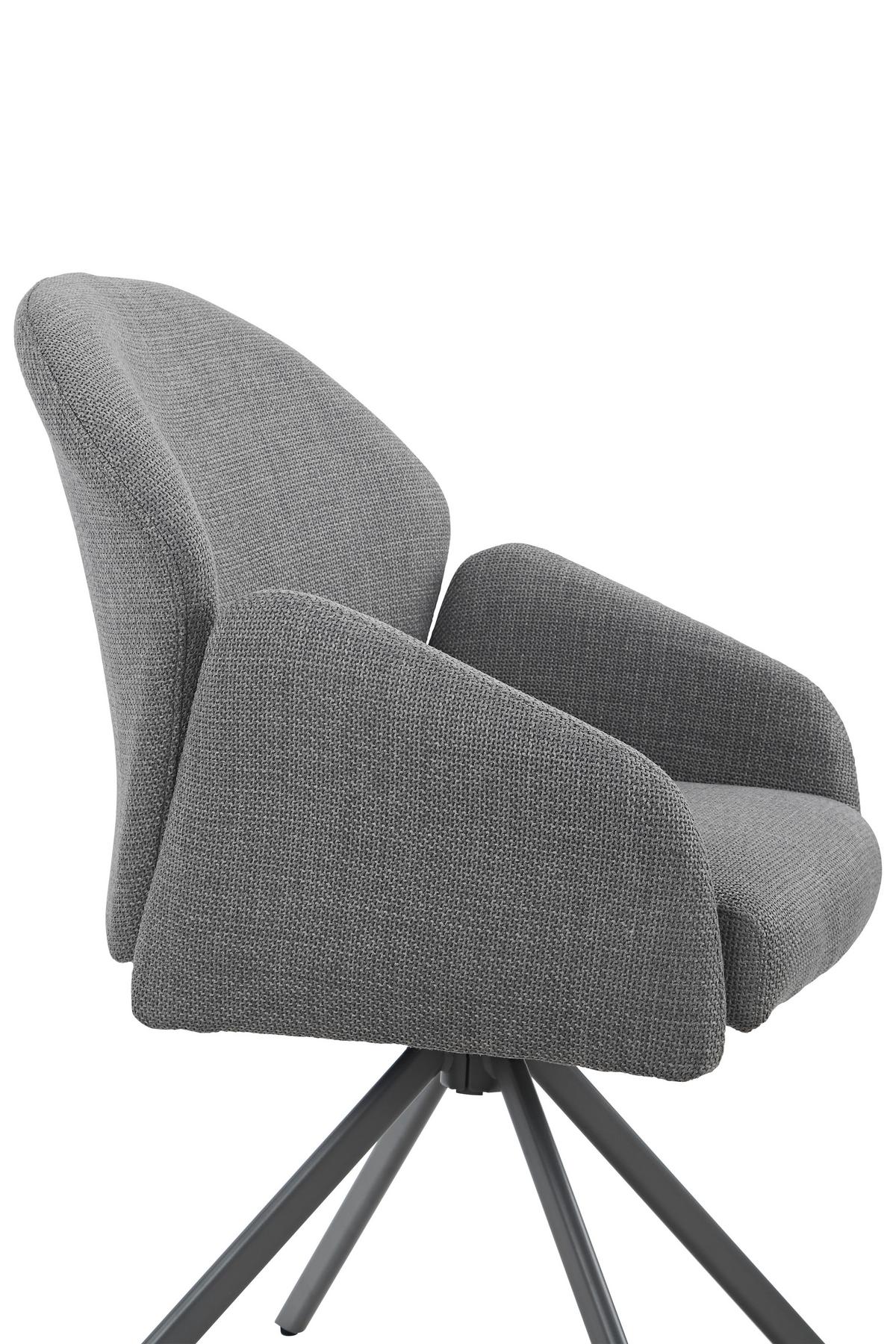 ARMLEHNSTUHL-SET HOLLY S 2ER-SET - Grau, MODERN, Textil/Metall (56,5/84/61cm) - MID.YOU