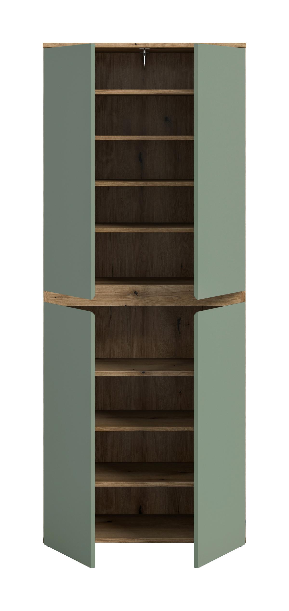 Garderobenschrank Scarpa Graugrün/Eiche - Eichefarben/Schwarz, Design, Holzwerkstoff/Kunststoff (70/175/37cm) - Livetastic