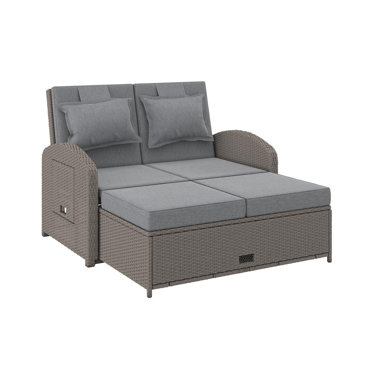 SOFA TARASOWA HAVANNA - szary, Modern, tworzywo sztuczne/metal (126/110/95/30,5/82/64cm) - Ambia Garden