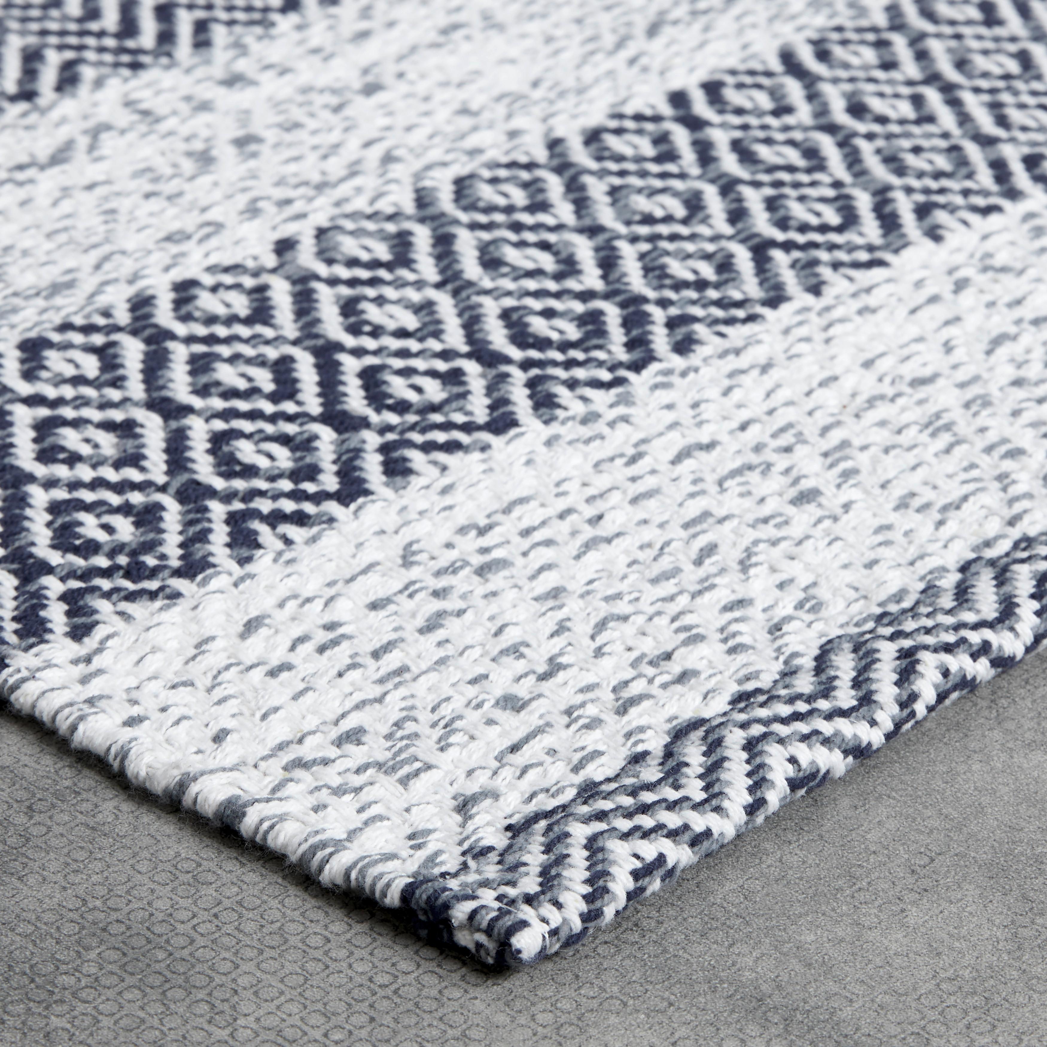 HANDVÄVD MATTA ELISA - vit/mörkgrå, Modern, textil (60/120cm) - Mömax
