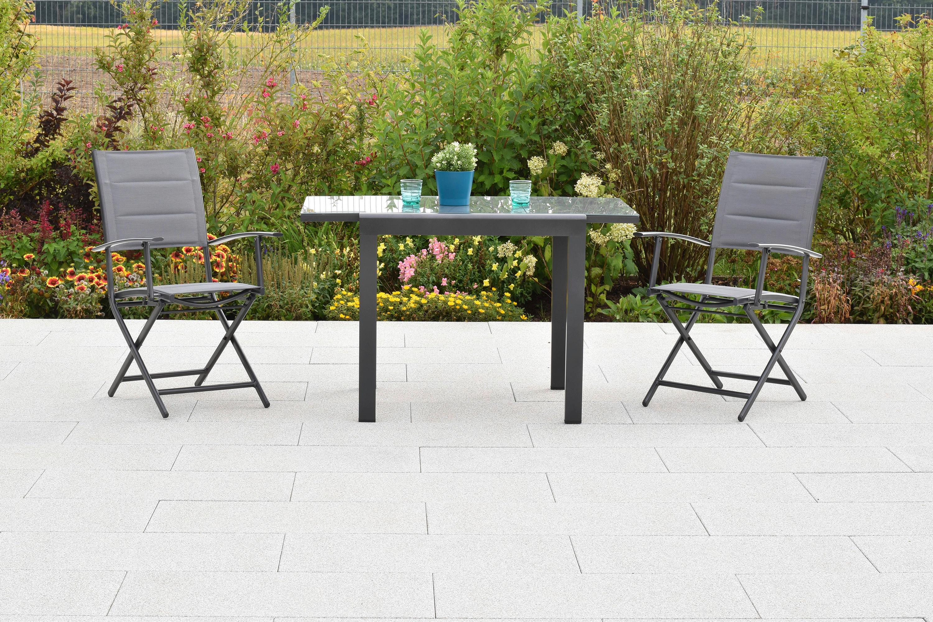 GARTENSET FLORENZ - Graphitfarben/Grau, MODERN, Textil/Metall - Gardenson