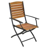 Gartenklappsessel 2er-Set Santorin Naturfarben - Graphitfarben/Naturfarben, MODERN, Holz/Metall (55/97/61cm) - Gardenson