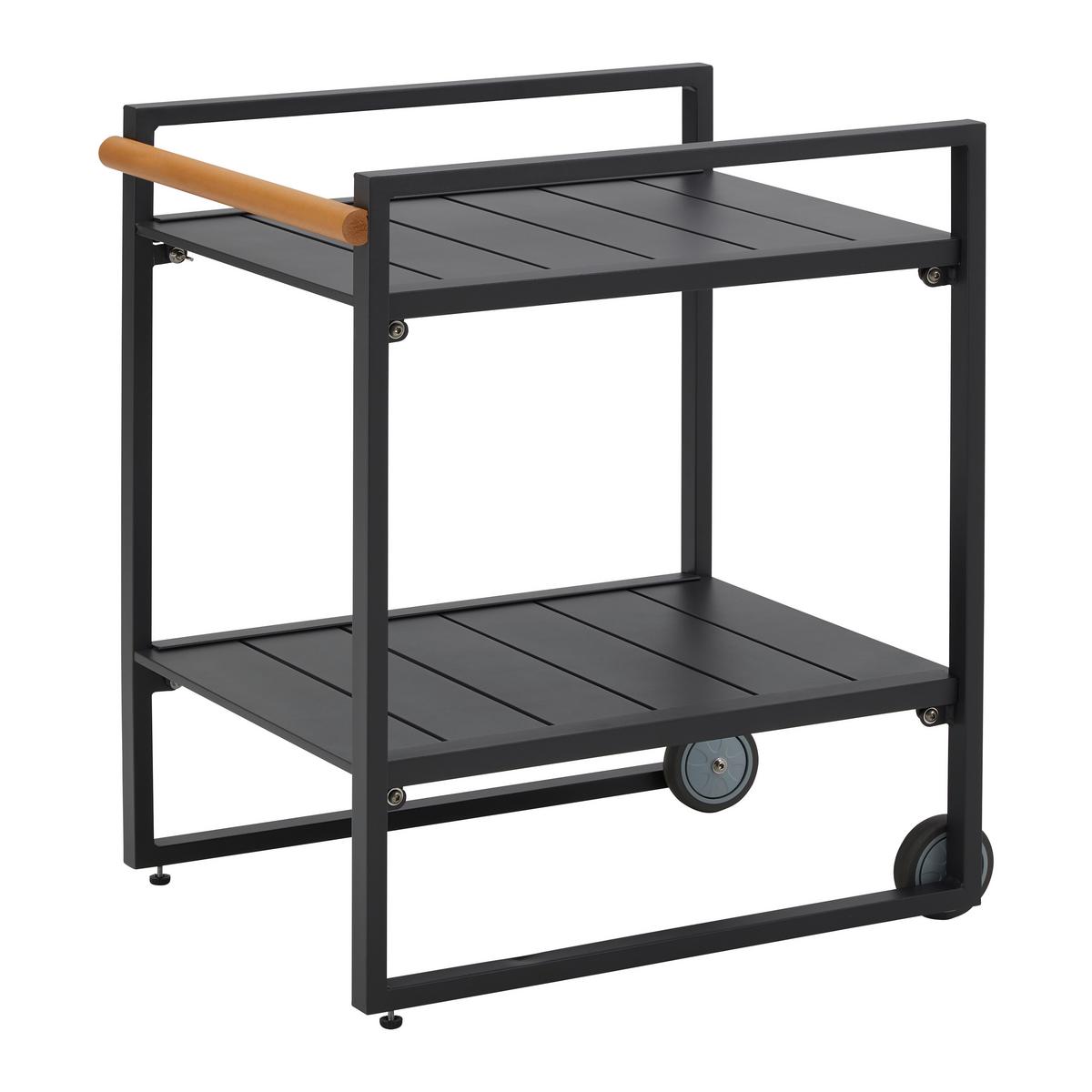 Servierwagen Riccardo Dunkelgrau Metall/Polywood - Dunkelgrau/Naturfarben, MODERN, Kunststoff/Metall (72/76/52cm) - Bessagi Garden