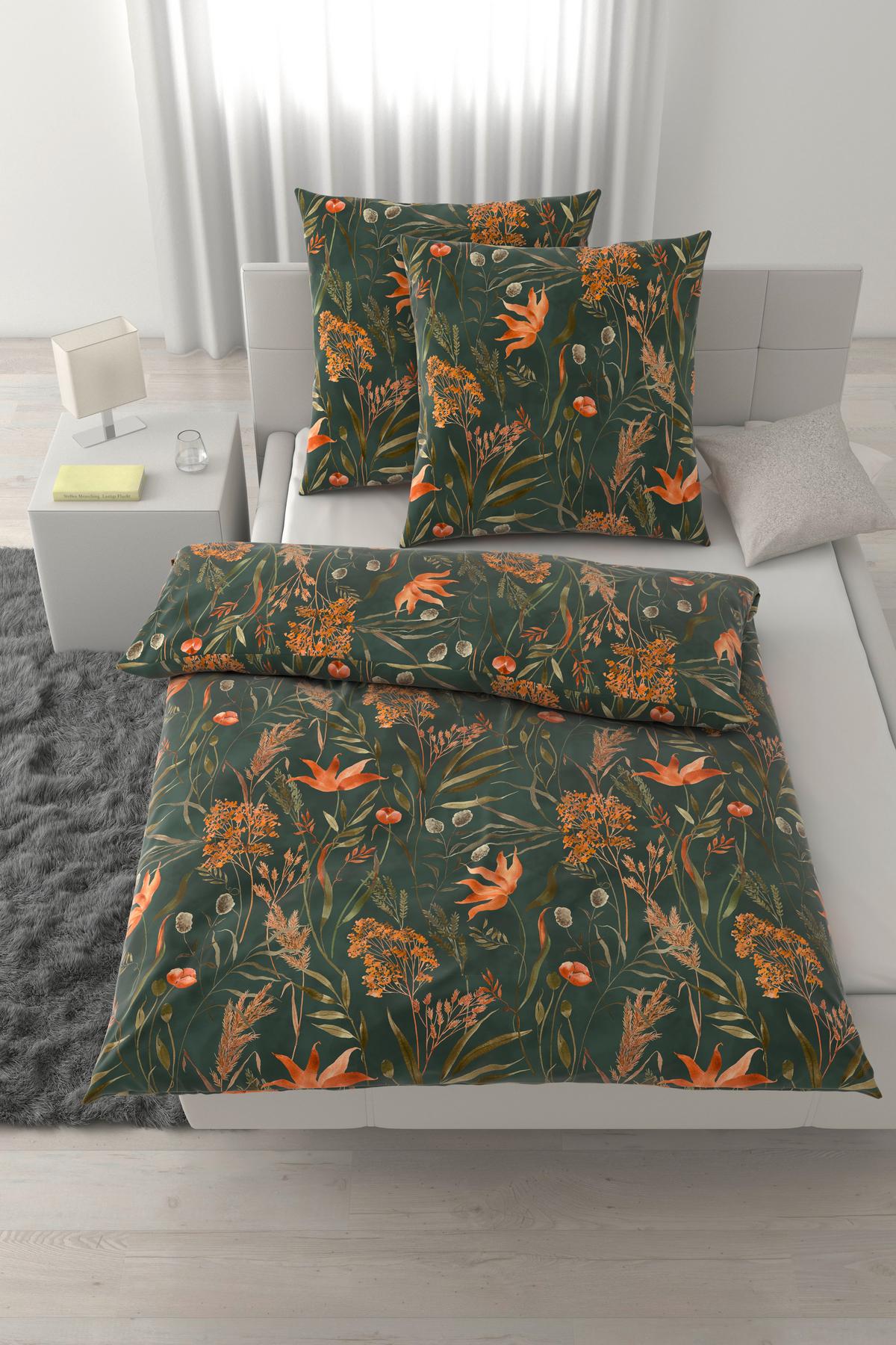 Bettwäsche Nora XXL Grün ca. 200x200cm - Grün, MODERN, Textil (200/200cm) - Mömax