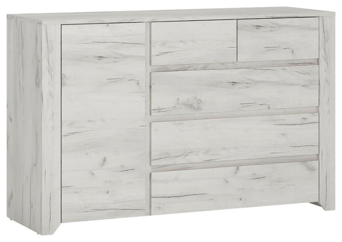 Komoda Angel - boje hrasta/crna, Moderno, drvni materijal/plastika (118,7/76,5/40,2cm)