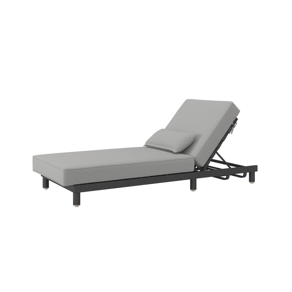 Gartenliege Marina Grau Outdoorstoff/Metall +Abdeckung - Grau, MODERN, Textil/Metall (195/30/84cm) - Bessagi Garden