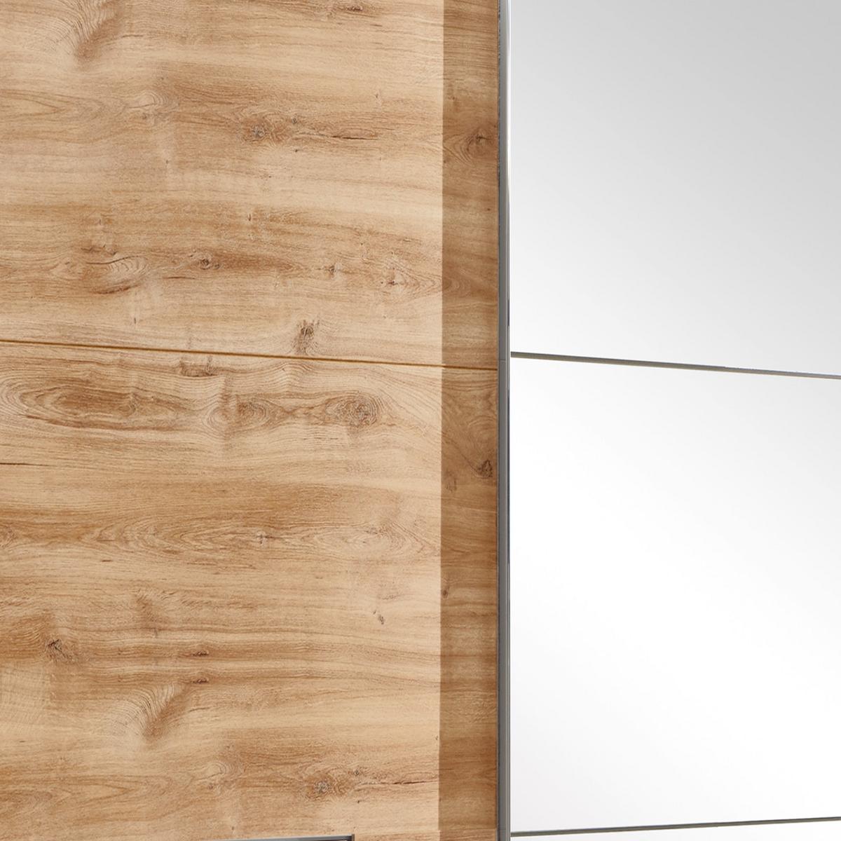 Ormar S Kliznim Vratima Level 36a - boje hrasta/boje kroma, Moderno, staklo/drvni materijal (200/216/65cm) - Modern Living