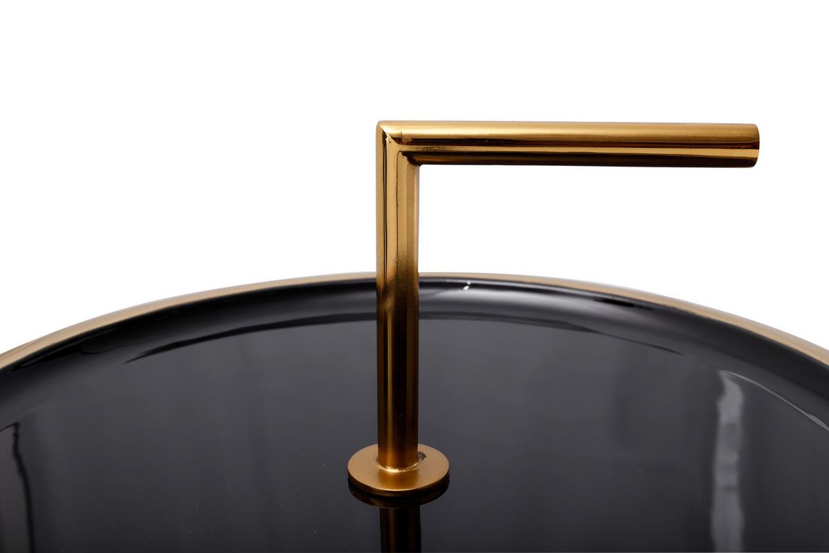 BEISTELLTISCH ART DECO 545 SCHWARZ - Goldfarben/Schwarz, Design, Metall (42,5/42,5/29cm) - Kayoom