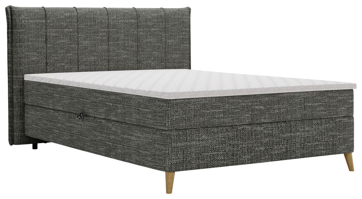 Boxbett Veloria Anthrazit ca. 140x200cm - Anthrazit/Beige, KONVENTIONELL, Textil/Metall (140/200cm) - Based