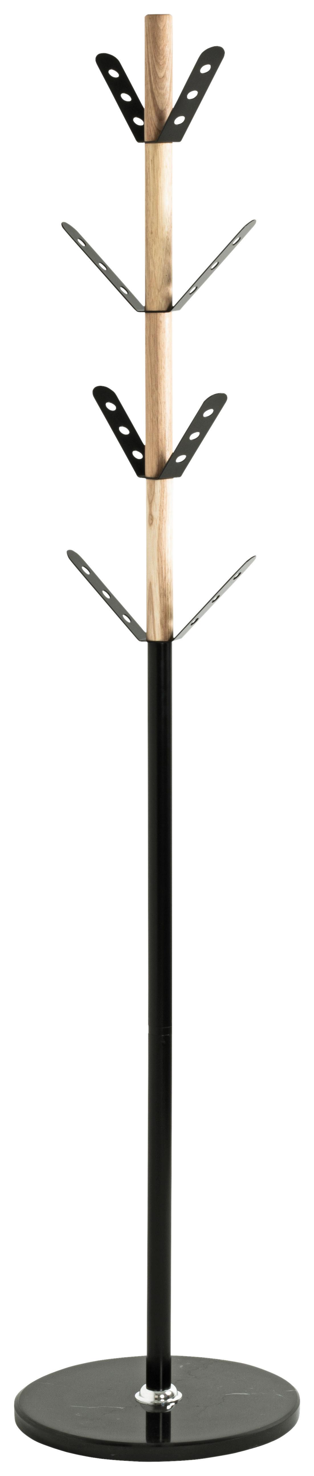 Kleiderständer Bernie Naturfarben/Schwarz - Schwarz/Naturfarben, MODERN, Holz/Stein (37/179cm) - Mömax