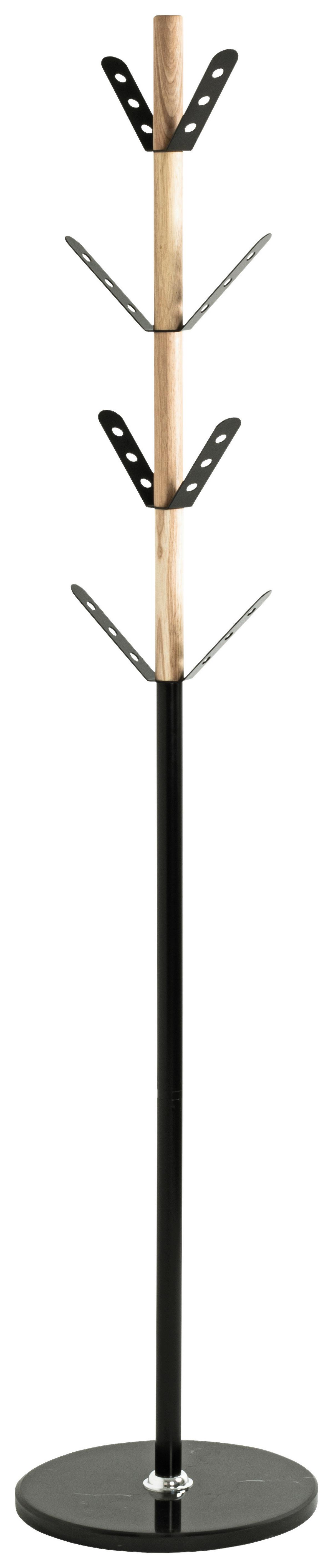 Kleiderständer Bernie Naturfarben/Schwarz - Schwarz/Naturfarben, MODERN, Holz/Stein (37/179cm) - Mömax