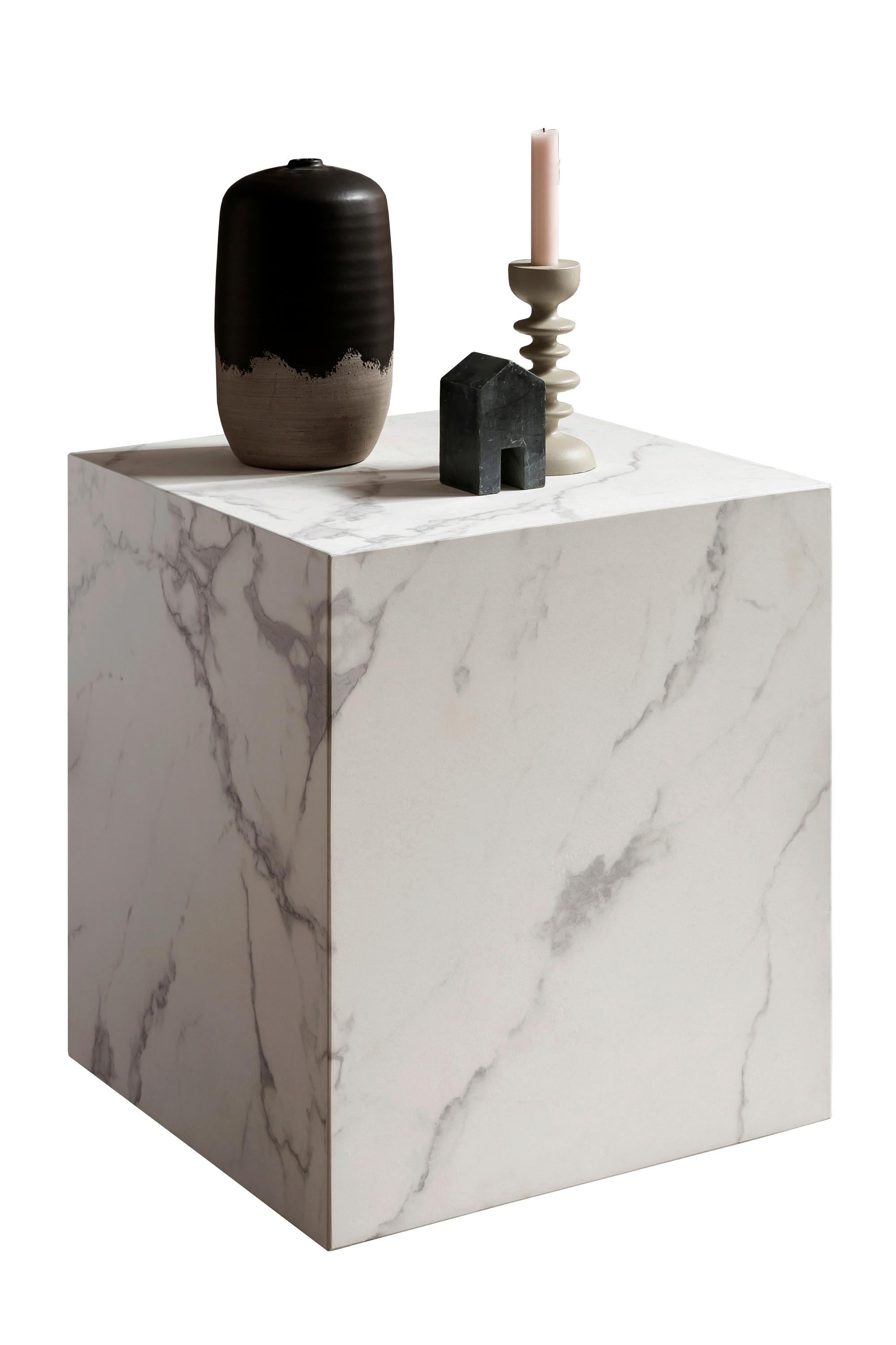Mizica Marble, Bela - bela, Design, leseni material (45/45/50cm) - Livetastic