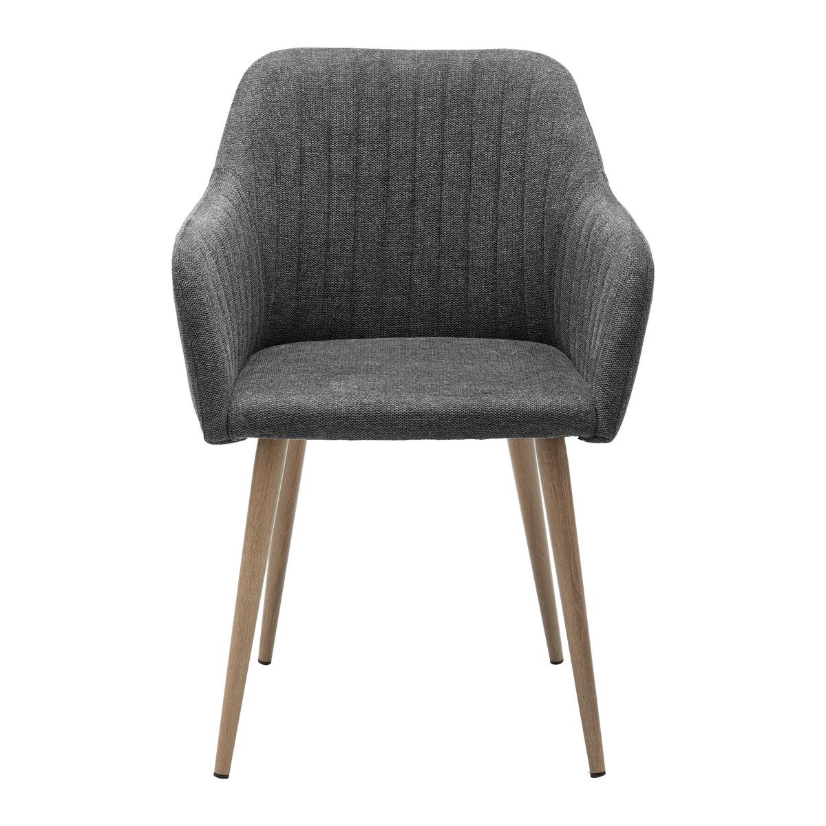 KRZESŁO Z PODŁOKIETNIKAMI NICOLA - kolor naturalny/ciemnoszary, Modern, metal/drewno (58/82,5/62cm) - Bessagi Home