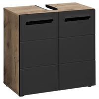 SZAFKA POD UMYWALKĘ VISTA - kolor dębowy/czarny, Basics, materiał drewnopochodny/tworzywo sztuczne (60/62/31cm) - MID.YOU