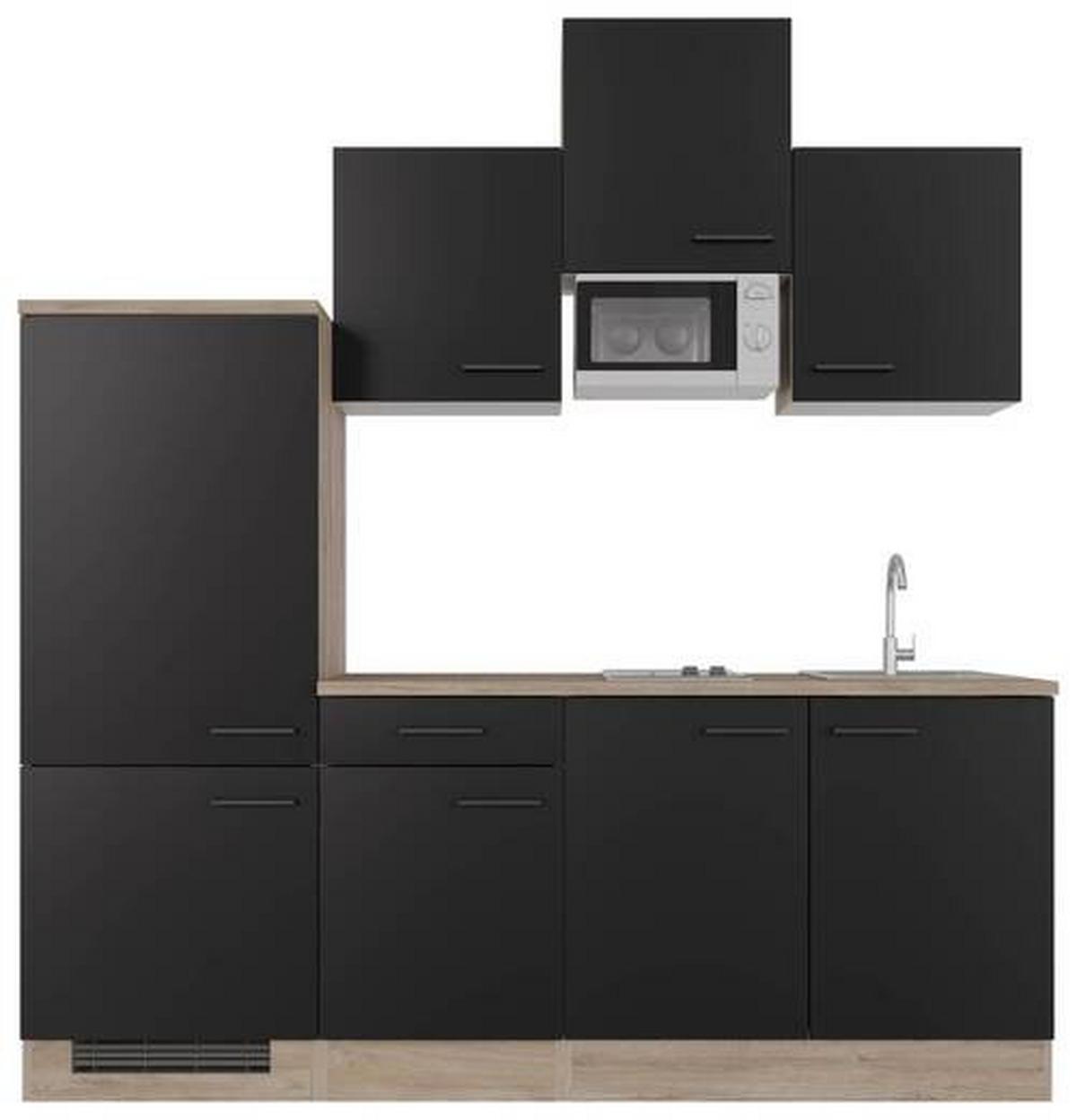 Kuhinjski Blok Capri, Črna, Hrast - črna/barve hrasta, Moderno, kovina/leseni material (210cm) - FlexWell