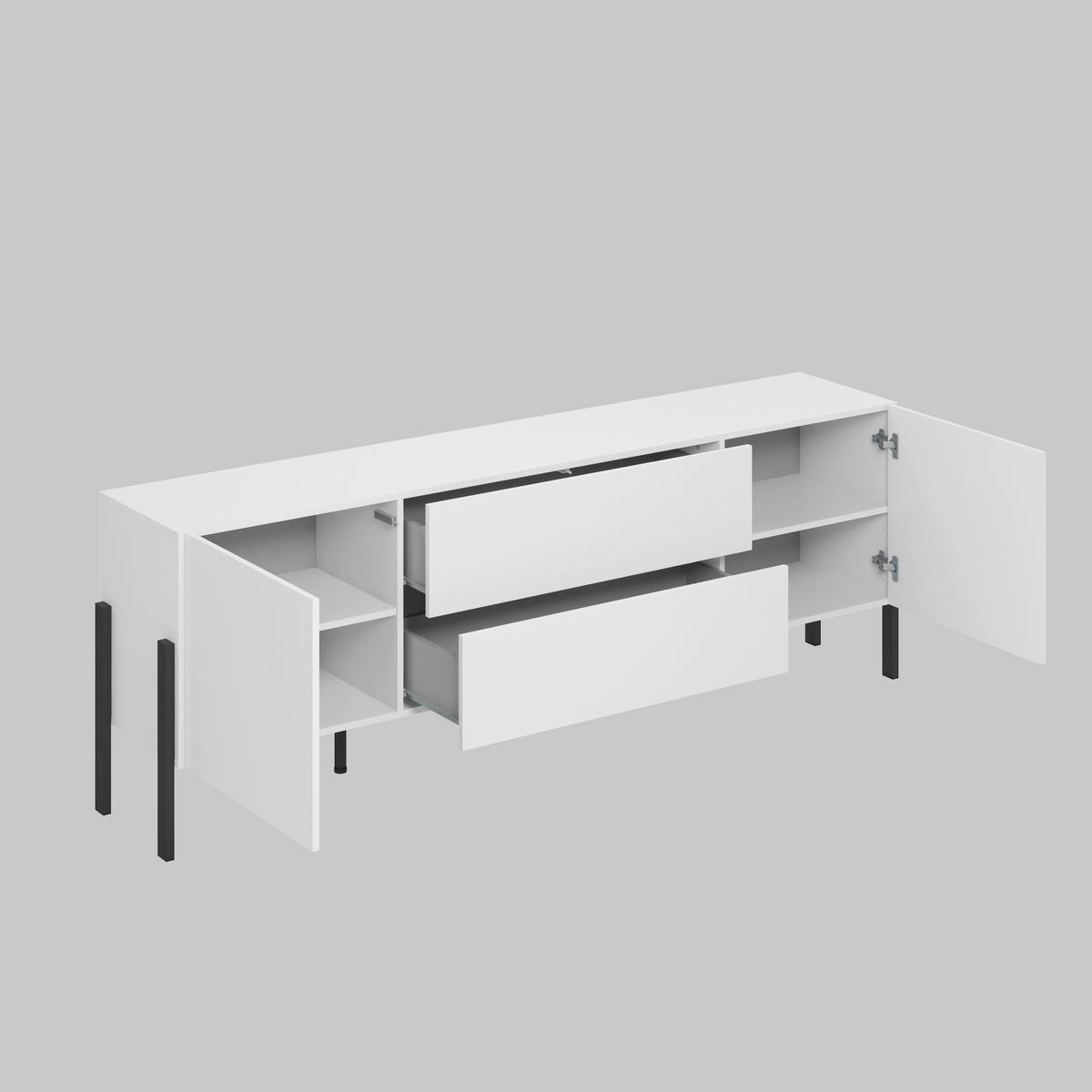 Tv Szekrény Jukon - fehér, Modern, faalapú anyag (204/70/40cm)