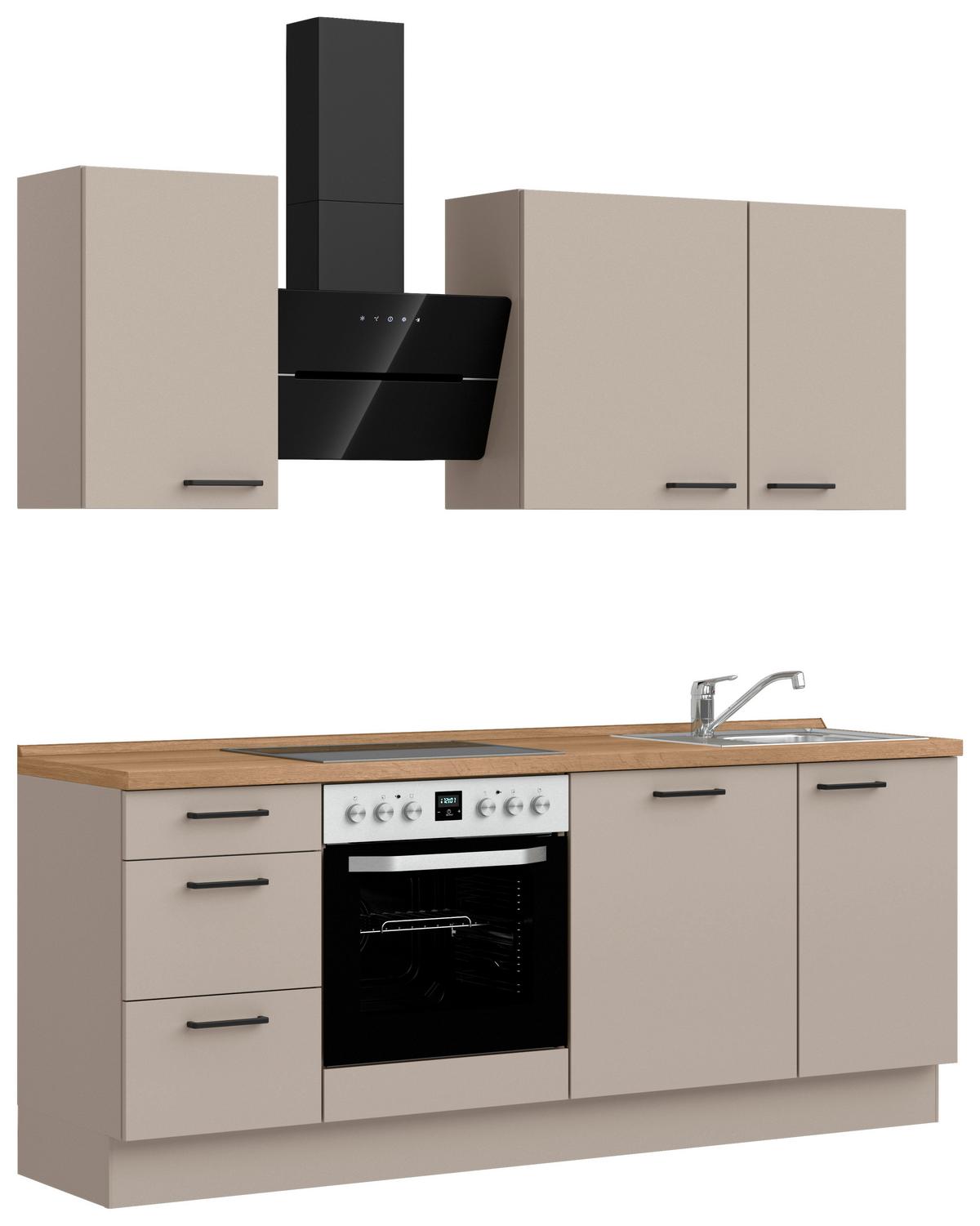 Küchenleerblock Easytouch High o. Geräte Sandfarben - Sandfarben/Eichefarben, MODERN, Holzwerkstoff/Metall (210cm) - Nobilia