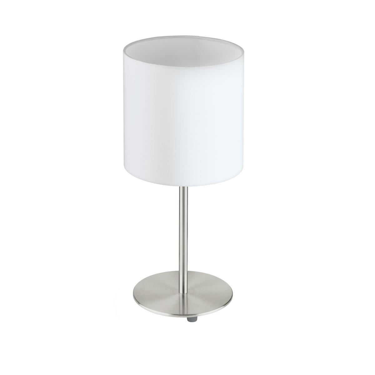 LAMPA STOŁOWA 31594 PASTERI - biały/kolor niklowy, Konventionell, metal/tkanina (18/40cm) - Eglo