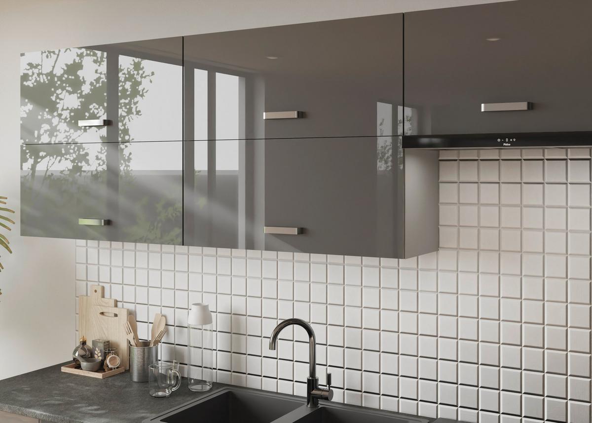 Blok Kuhinja Grey - siva visoki sjaj/boja hroma, Moderno, metal/pločasti materijal (260/214/60cm) - Modern Living