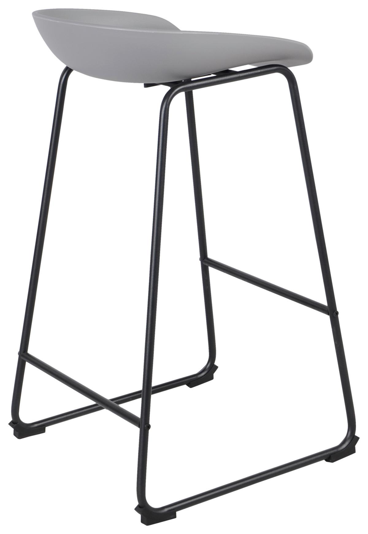Barhocker Vegas Grau/Schwarz - Schwarz/Grau, Modern, Kunststoff/Metall (47/84/48cm) - Based