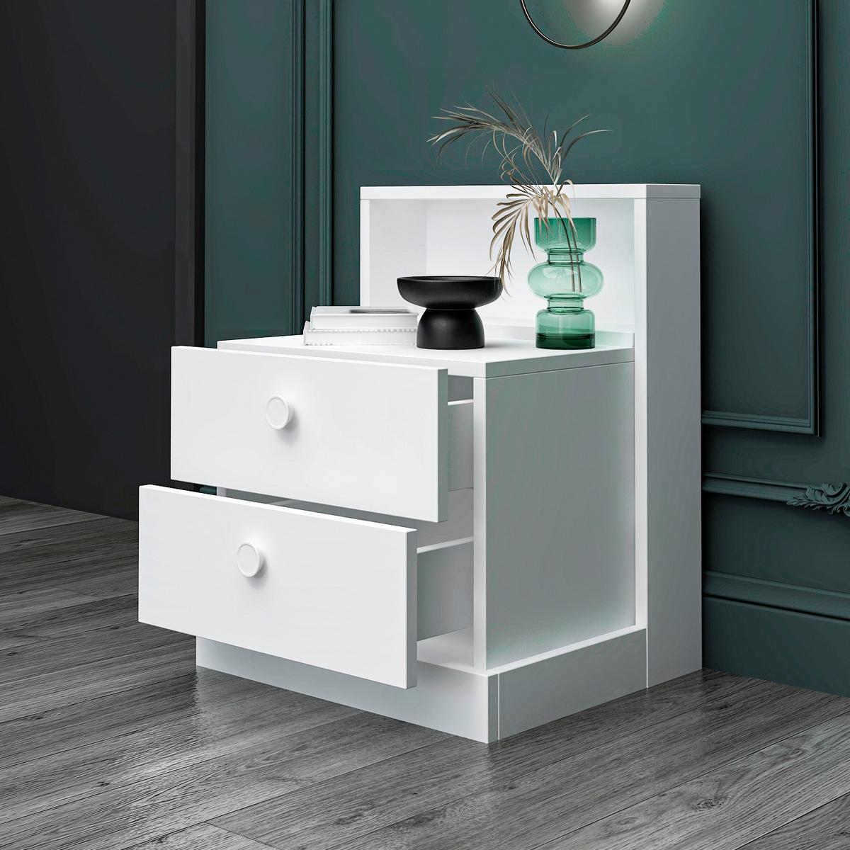 NACHTTISCH LIFE NACHTTISCH - Weiss, Design, Holzwerkstoff (49/62/42cm) - Livetastic