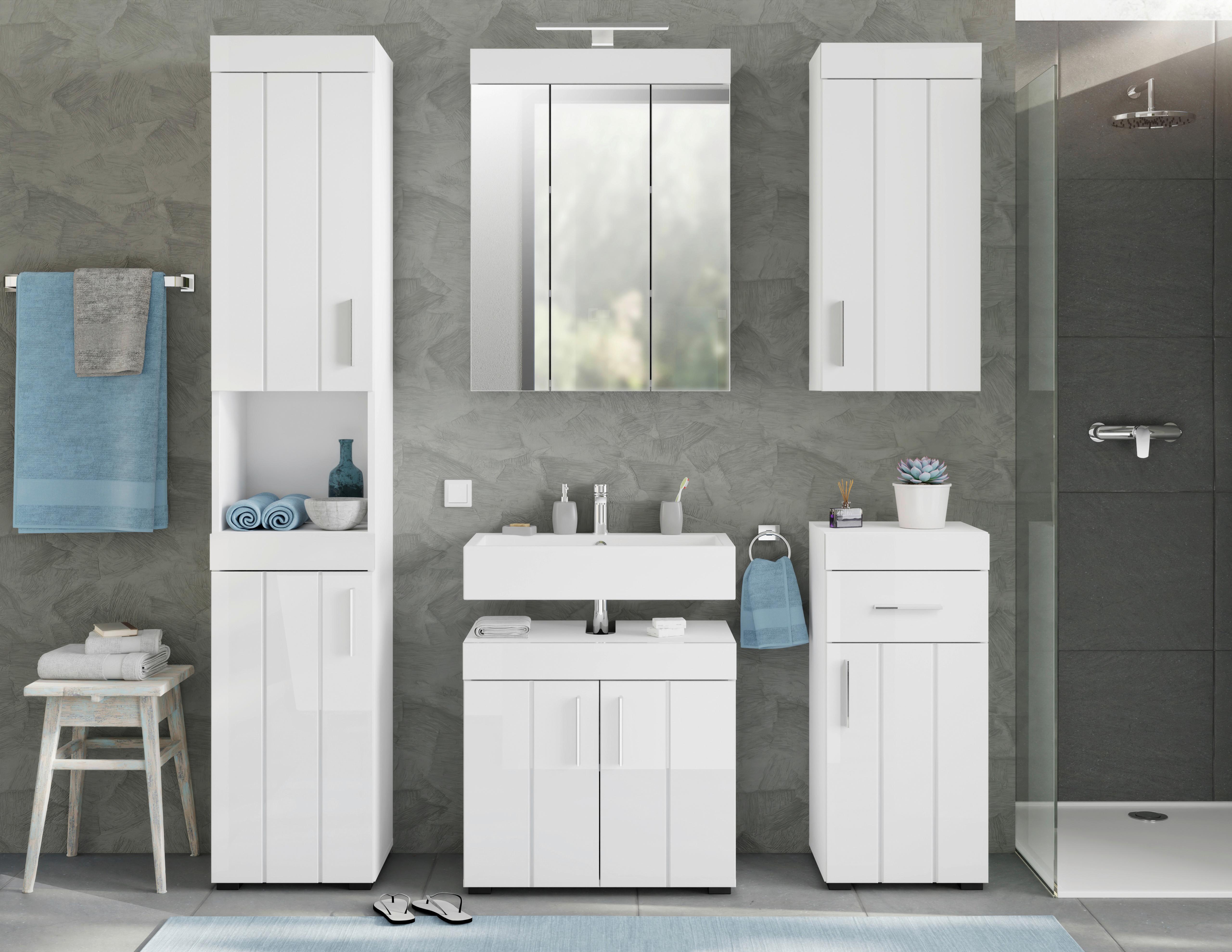 Hängeschrank Snow ca. 36x79 cm Weiß - Weiß Hochglanz, MODERN, Holzwerkstoff/Kunststoff (36/79/24cm) - MID.YOU