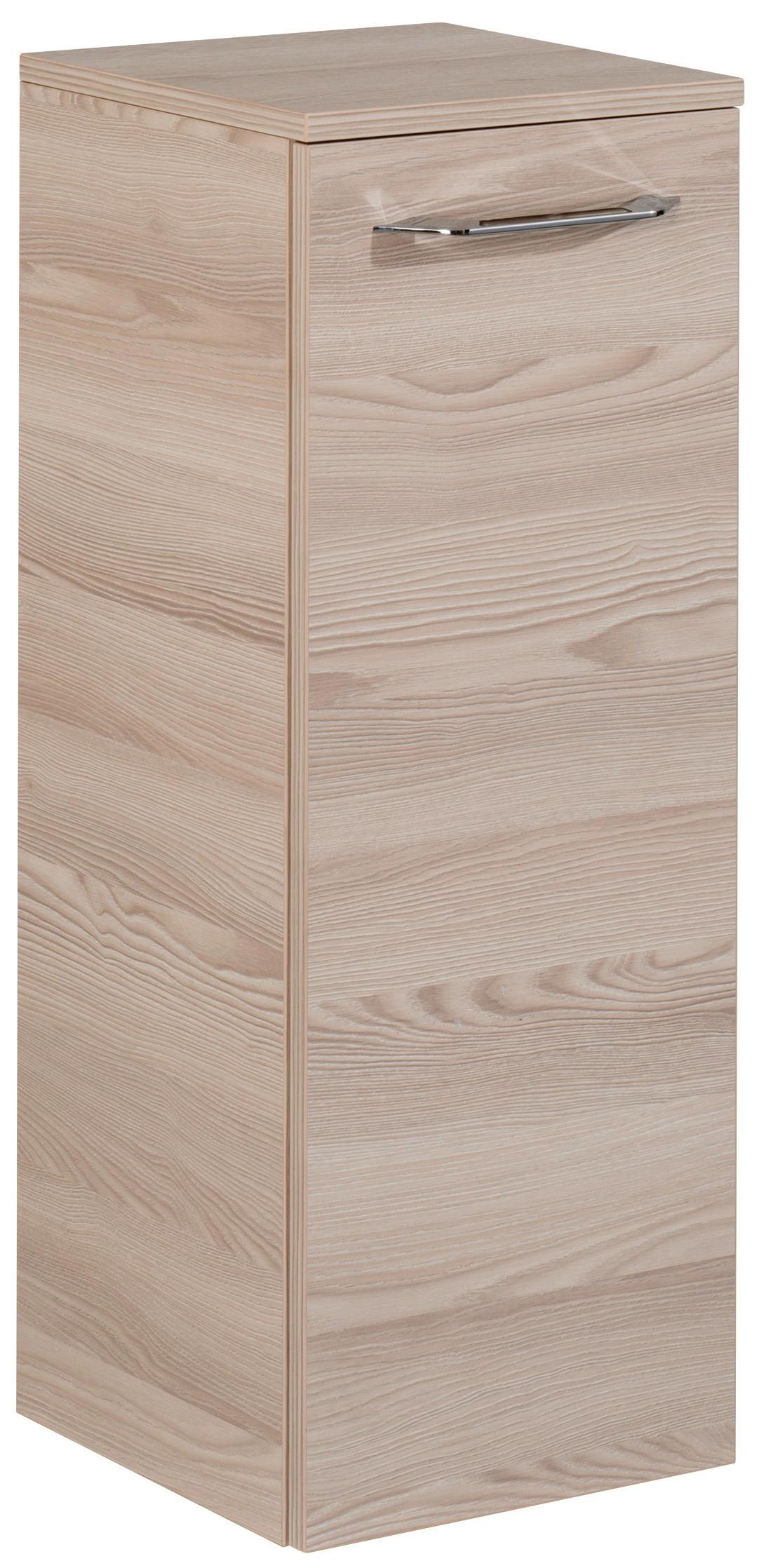 Midischrank "B.Clever" , esche - Eschefarben/Alufarben, MODERN, Glas/Holzwerkstoff (30,5/81/32cm) - MID.YOU