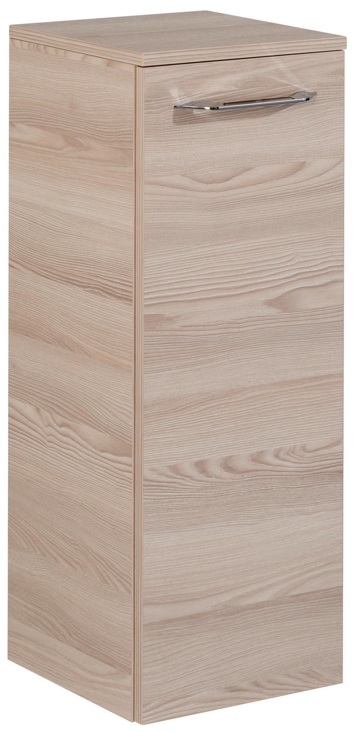 Midischrank "B.Clever" , esche - Eschefarben/Alufarben, MODERN, Glas/Holzwerkstoff (30,5/81/32cm) - MID.YOU
